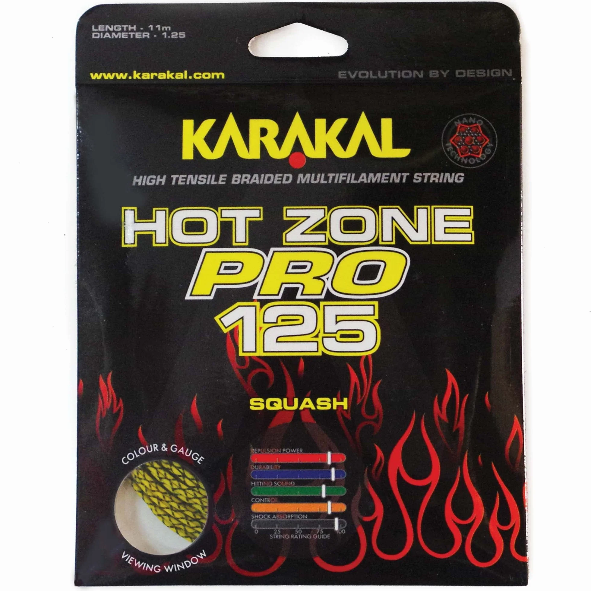 Karakal Hot Zone Pro 125 Jeu de cordes de squash