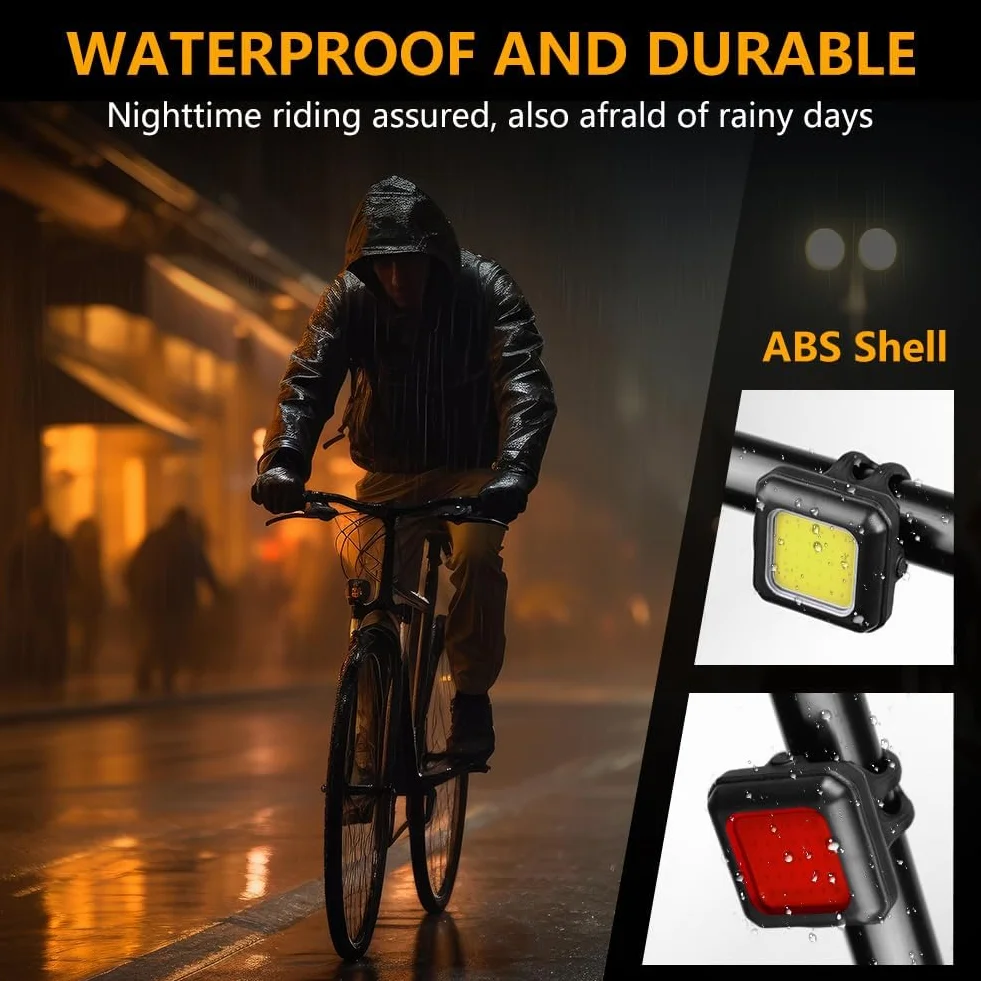 Ainiv Lumiere Velo Avant et Arriere, 3 Modes D'éclairage, Lampe Velo Ultra Slim avec 30 Perles Lumineuses, USB Rechargeable Eclairage Velo pour Cyclysme VTT, VTC, Bicyclette