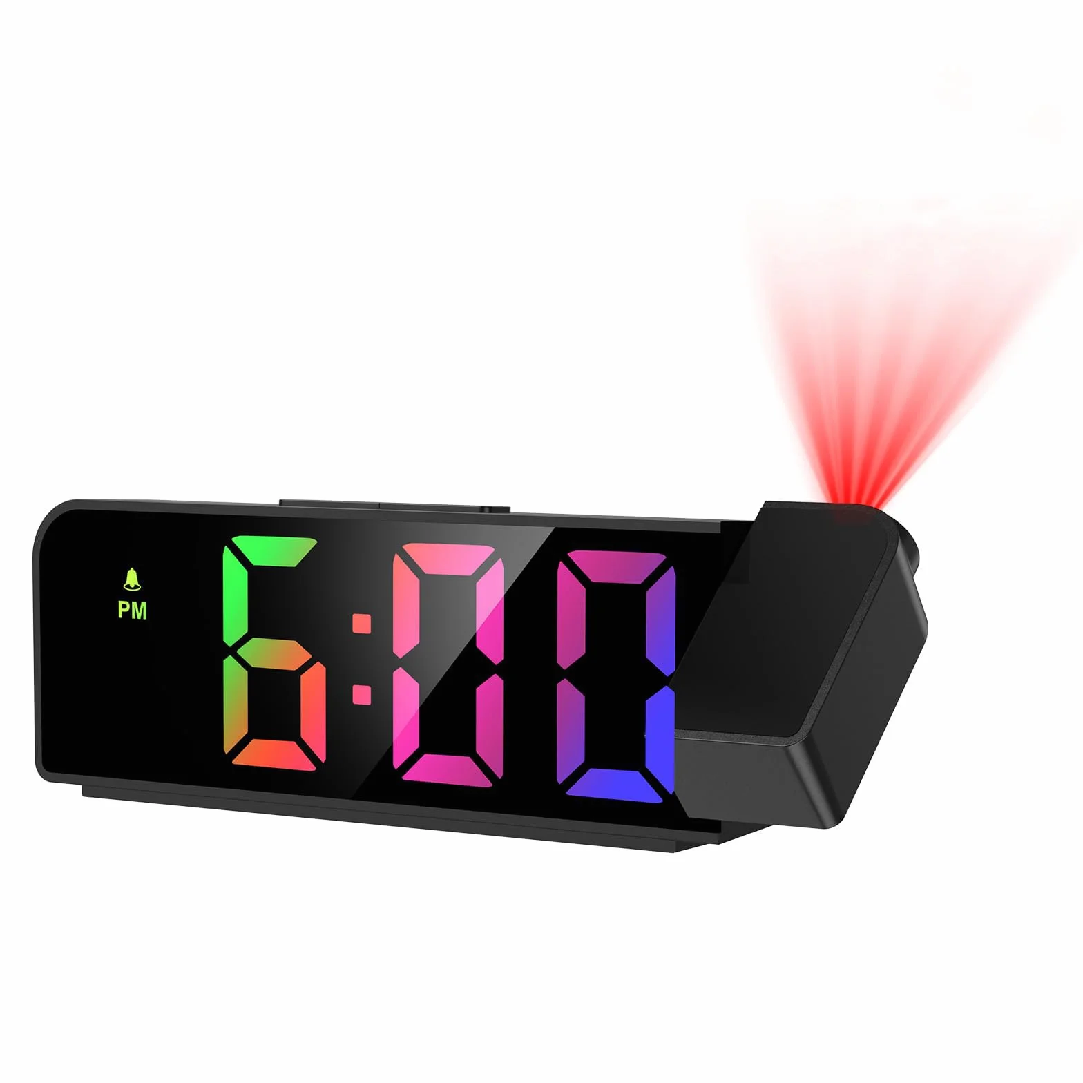 Brifit Reveil Projecteur Plafond 180° Horloge Digitale LED 7.9" 4 Luminosités Réglable Snooze Mode Nuit Température