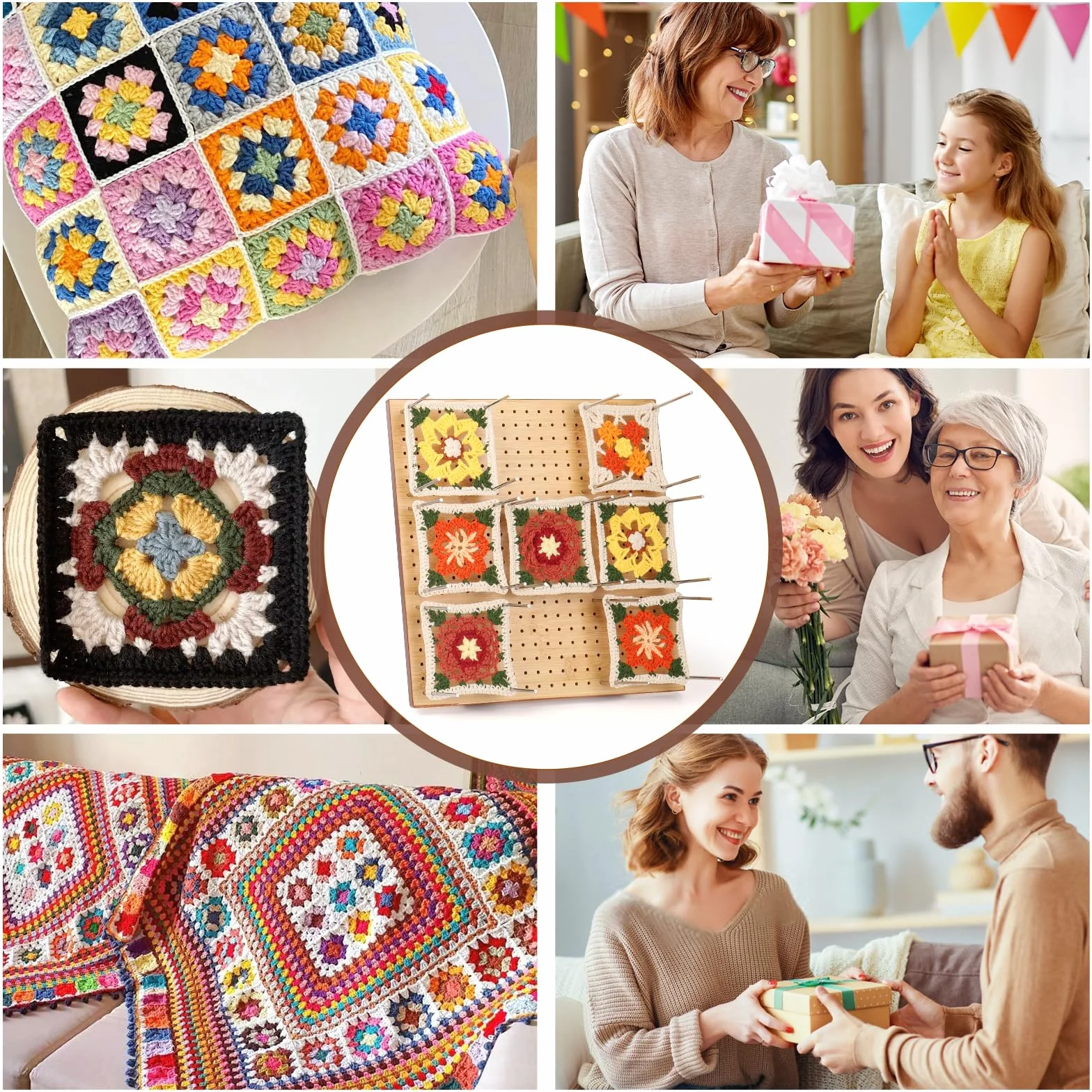 Katech 29cm Planche de Blocage Crochet Pliable, Kit Crochet Tricot pour Granny Squares avec 30 Tiges Métal