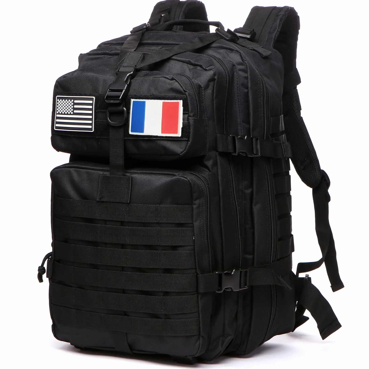 Sac À Dos Tactique 50 Litres - Grande Capacité Système MOLLE Militaire Imperméable Idéal Pour Urgences De 3 Jours Chasse Randonnée Et Camping Sac À Dos Pour De Plein Air (Noir)