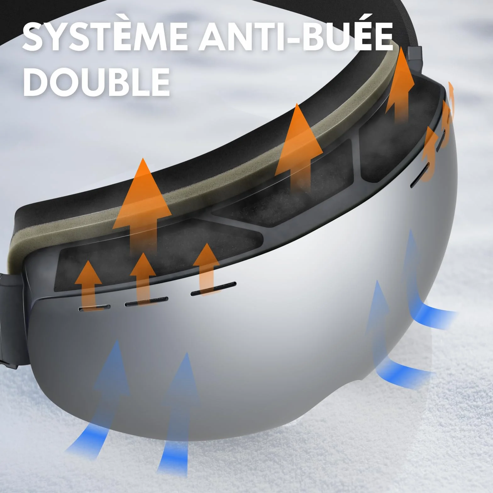 DADA-PRO Masque de Ski OTG Verre Sphérique Ultra HD Anti-Buée UV400 Protection Compatible Casque