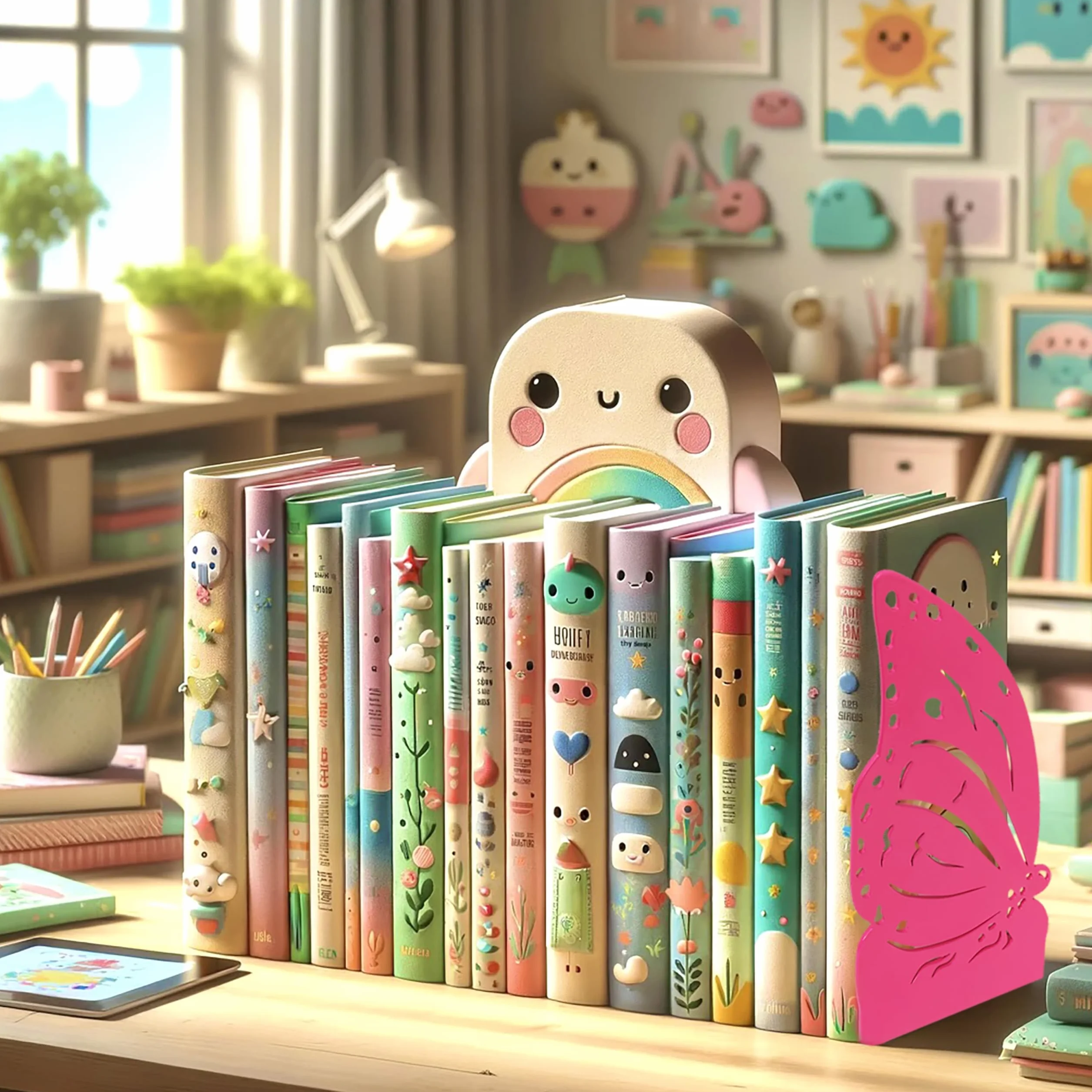 IPEA Serre Livres pour Enfants – Fabriqué en Italie – Design Papillon – Porte-Livres métal décoratif