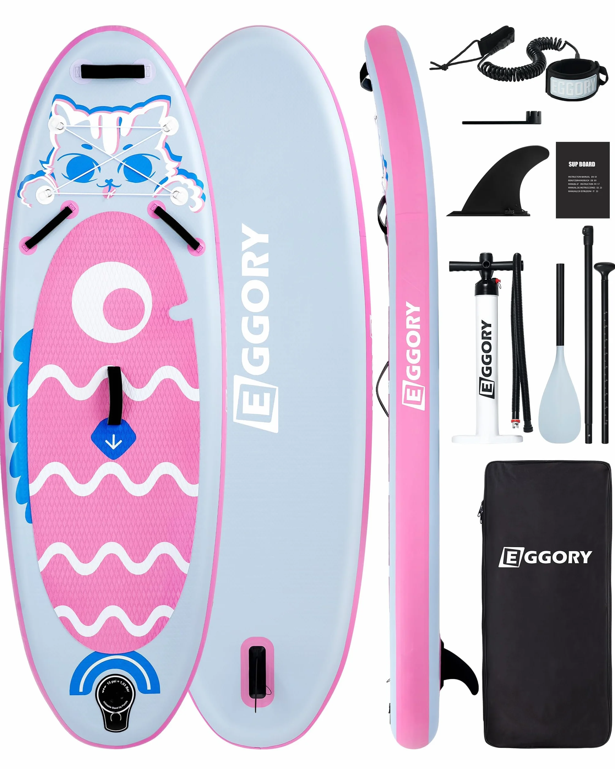 Stand Up Paddle Planche de Surf Gonflable Sup - Accessoires complets pour Planches de pagaie - Pompe à pagaie réglable - Sac à Dos de Voyage - Sangle d'épaule