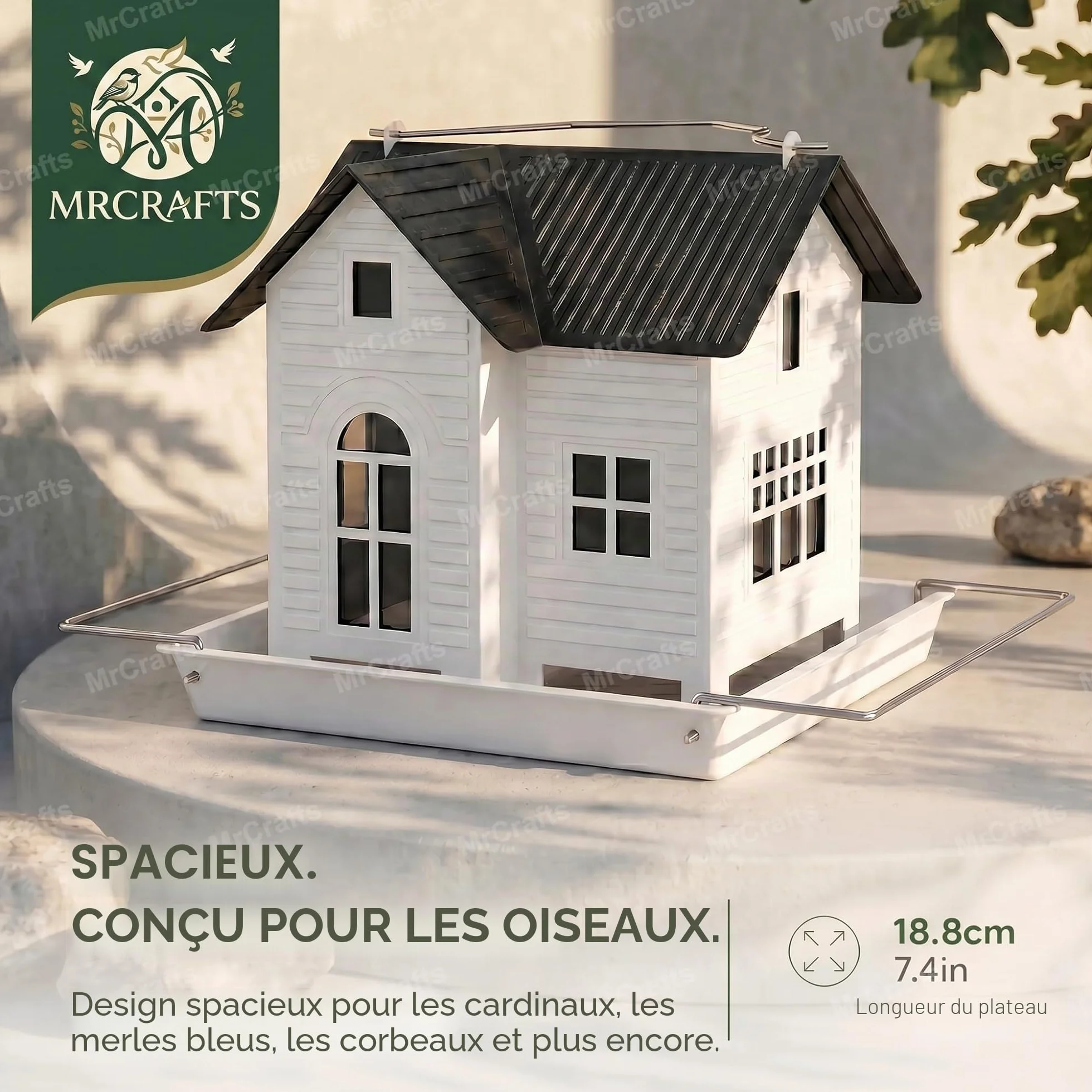 Mangeoire à Oiseaux pour Extérieur avec Lumière Solaire, Metal Bird Feeder - Style Maison Métal