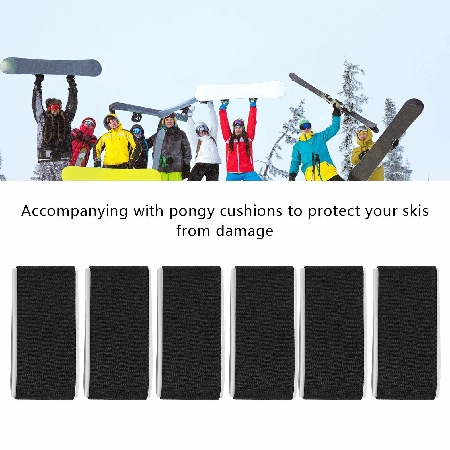 Horoper 6PCS Sangles de Ski Réglables Bande de Fixation Crochet et Boucle Bandes de Fixation de Ski Sangles de Fixation à Crochets et Boucles Polyvalentes pour Transporter
