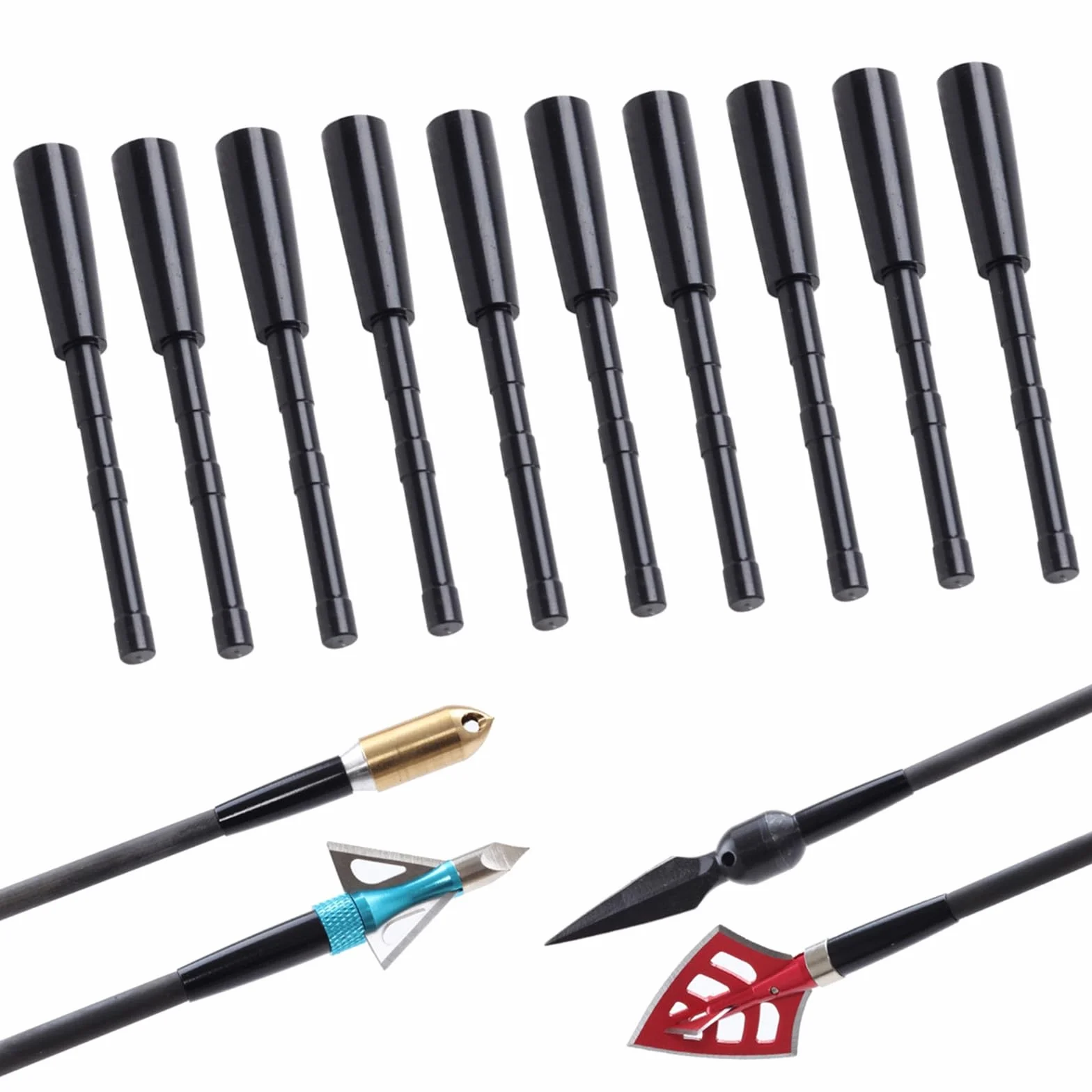 Lot de 10 embouts de flèches en aluminium avec embouts de flèches et embouts de flèches pour diamètre de 4,2 mm