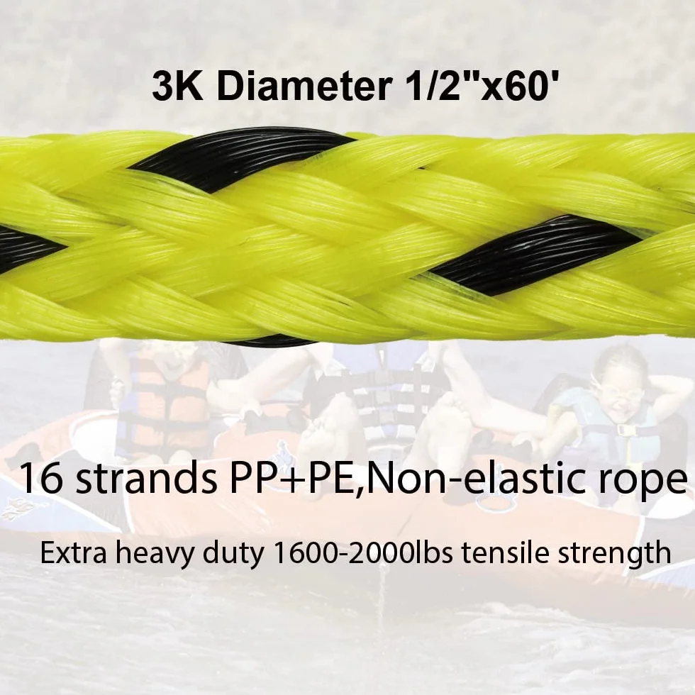 Corde de Remorquage de 18 m/60 Pieds pour Tube, Tube Remorquable pour 1 à 6 Passagers