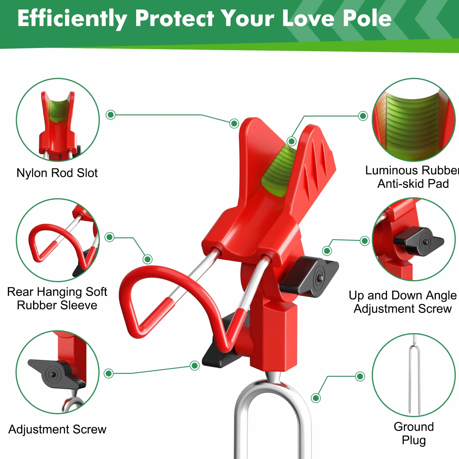 Support Canne à Pêche Acier Inoxydable Réglable 360° Lot de 2 avec Effet Lumineux pour Bateau