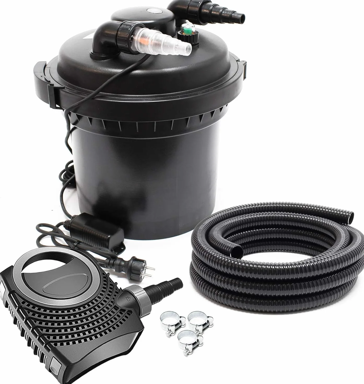 SunSun CPF-280 Filtre de bassin à pression 8000 L 11W UV NEO3800 SuperEco Pompe 3600l/h 20W Tuyau 38mm