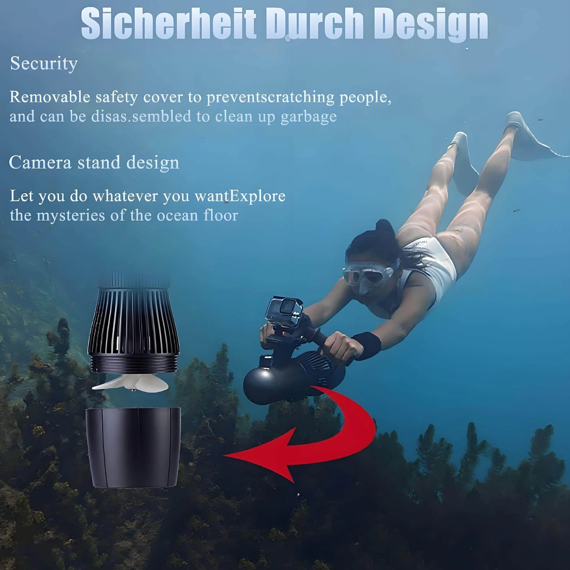 Scooters sous-Marins, Ensemble de propulseur sous-Marin sans balais de 180 Minutes, Scooter de mer sous-Marin électrique de 10 km/h, for Kayaks/Bateaux gonflables/Planches à pagaie 16000mAh