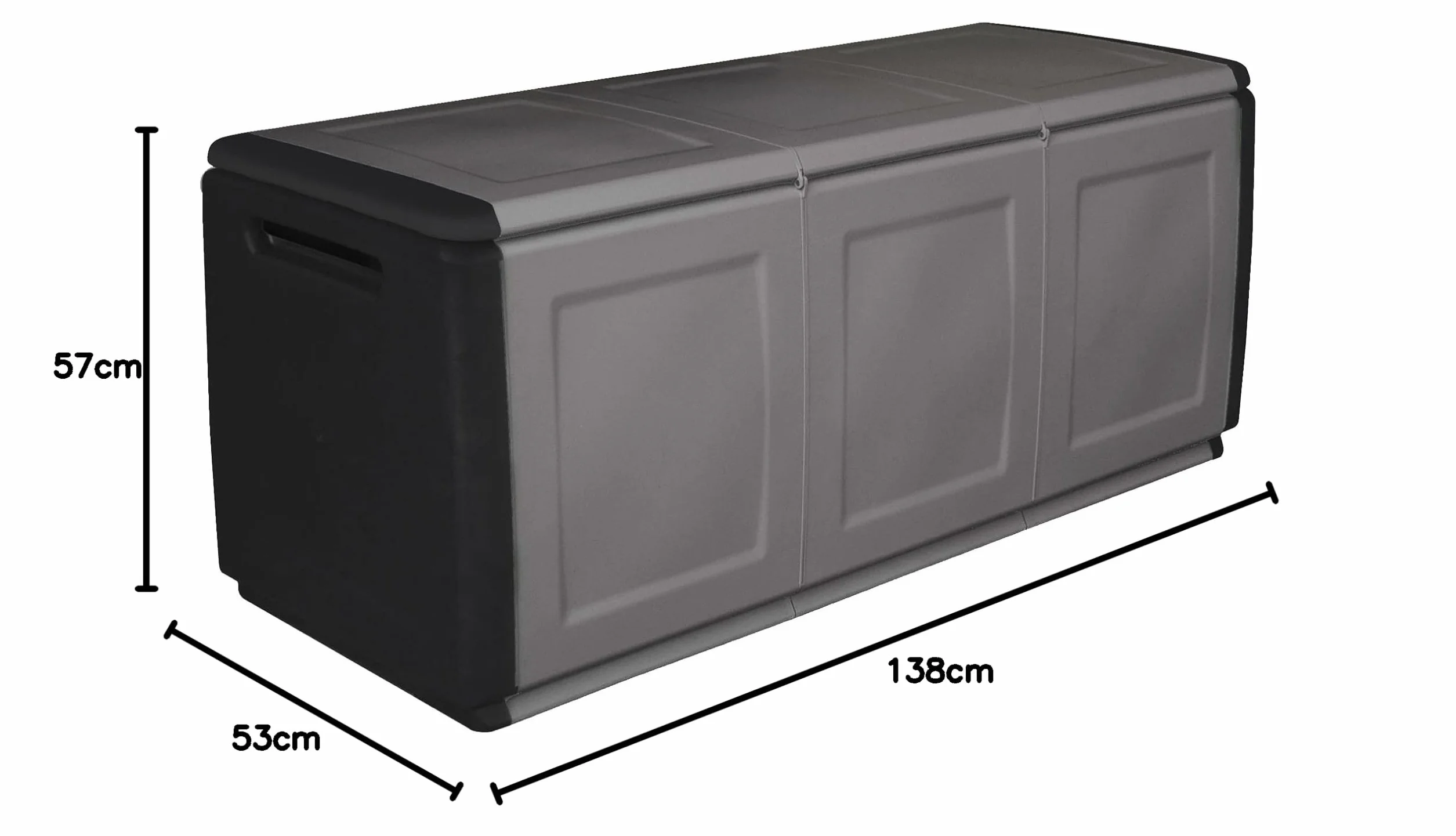 SATURNIA Coffre de rangement 330L 138x53xH57cm Gris Noir Polypropylène