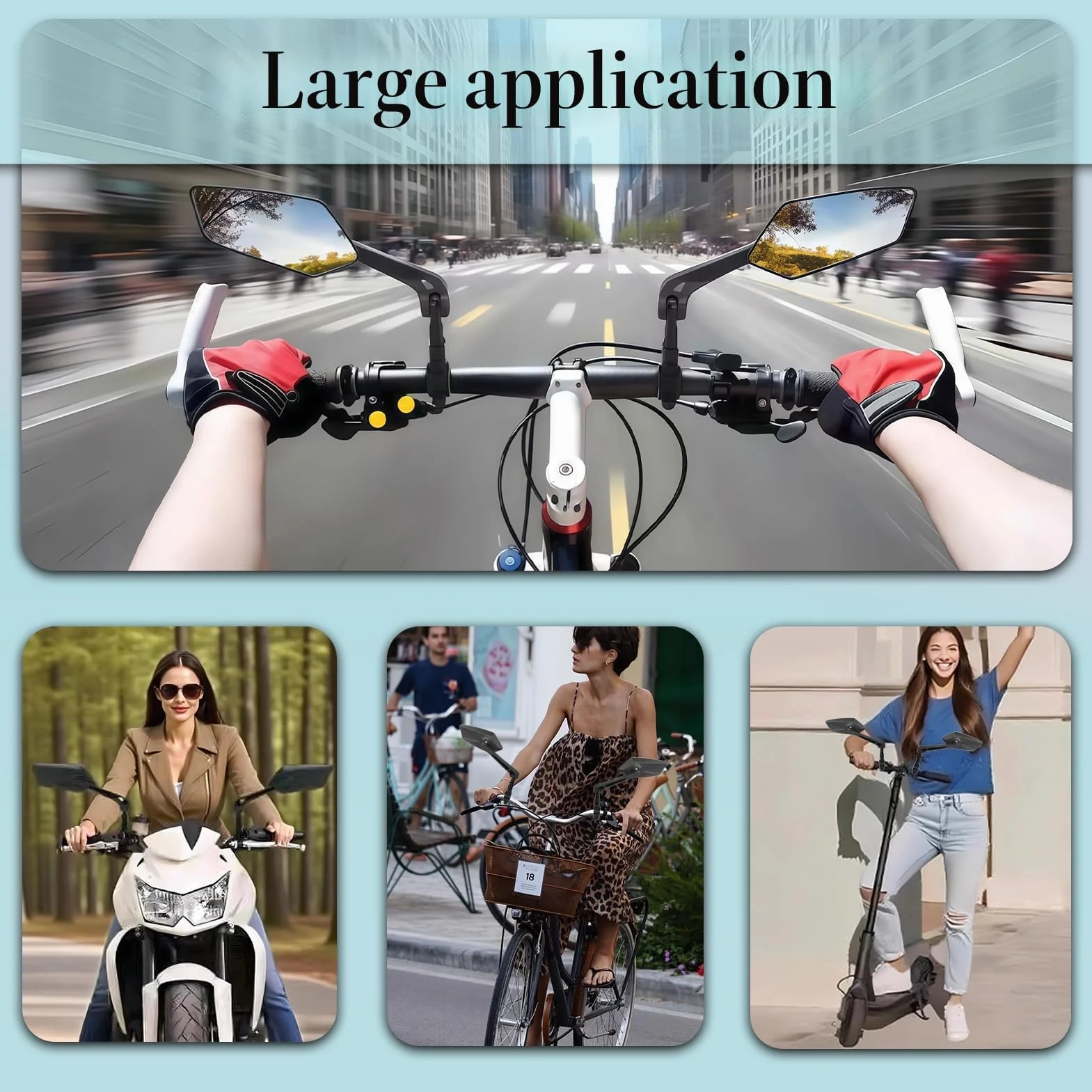Rétroviseur de vélo gauche - Pliable et rotatif à 360° pour la sécurité - Rétroviseur universel sans distorsion pour vélo électrique et de trekking