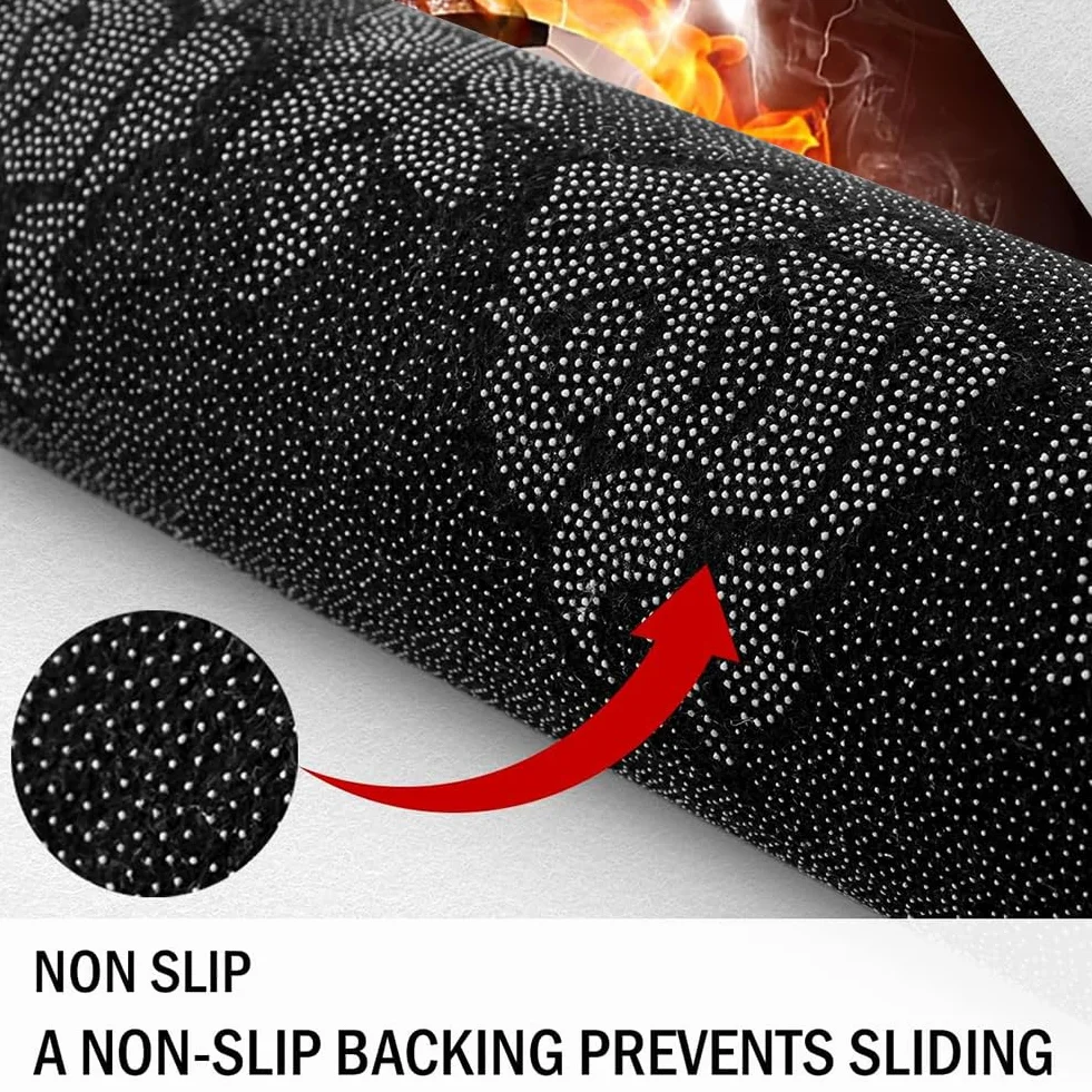 Tapis de Football Moquette Flamme Glace Motif Ballon Décoration Salon 80x120cm
