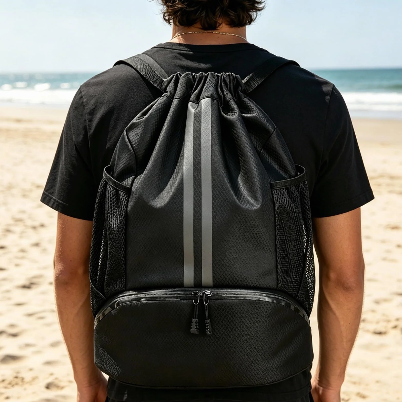 Sac de sport avec compartiment à chaussures, sac de gym à cordon, sac à dos de sport imperméable pour femmes et hommes, sac de sport pour hommes, idéal pour le sport, le fitness, la randonnée