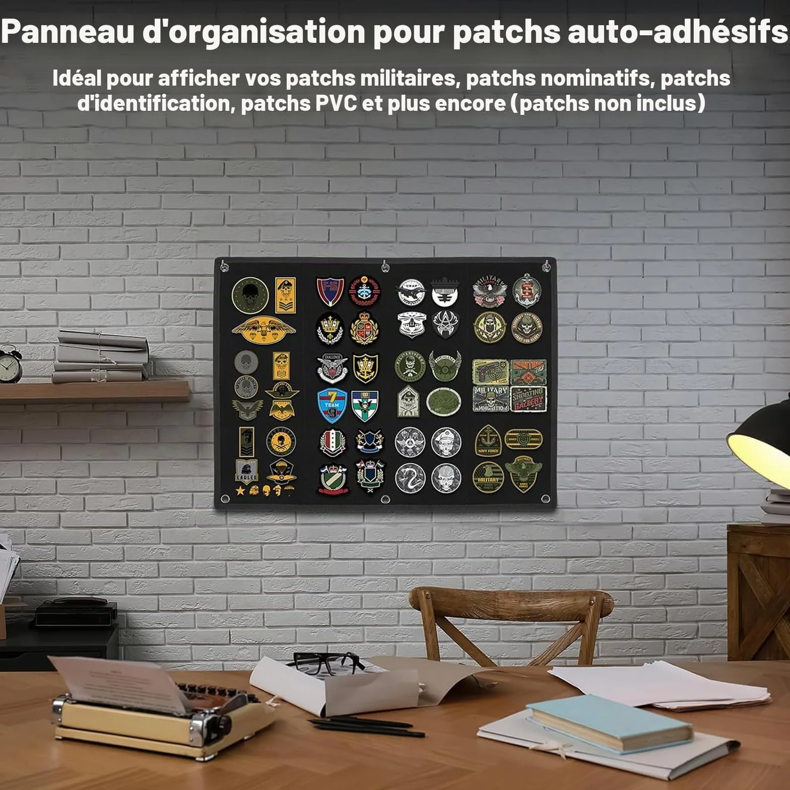 Tableau d'Affichage pour Patchs 60 x 45 cm avec Œillets Pliable