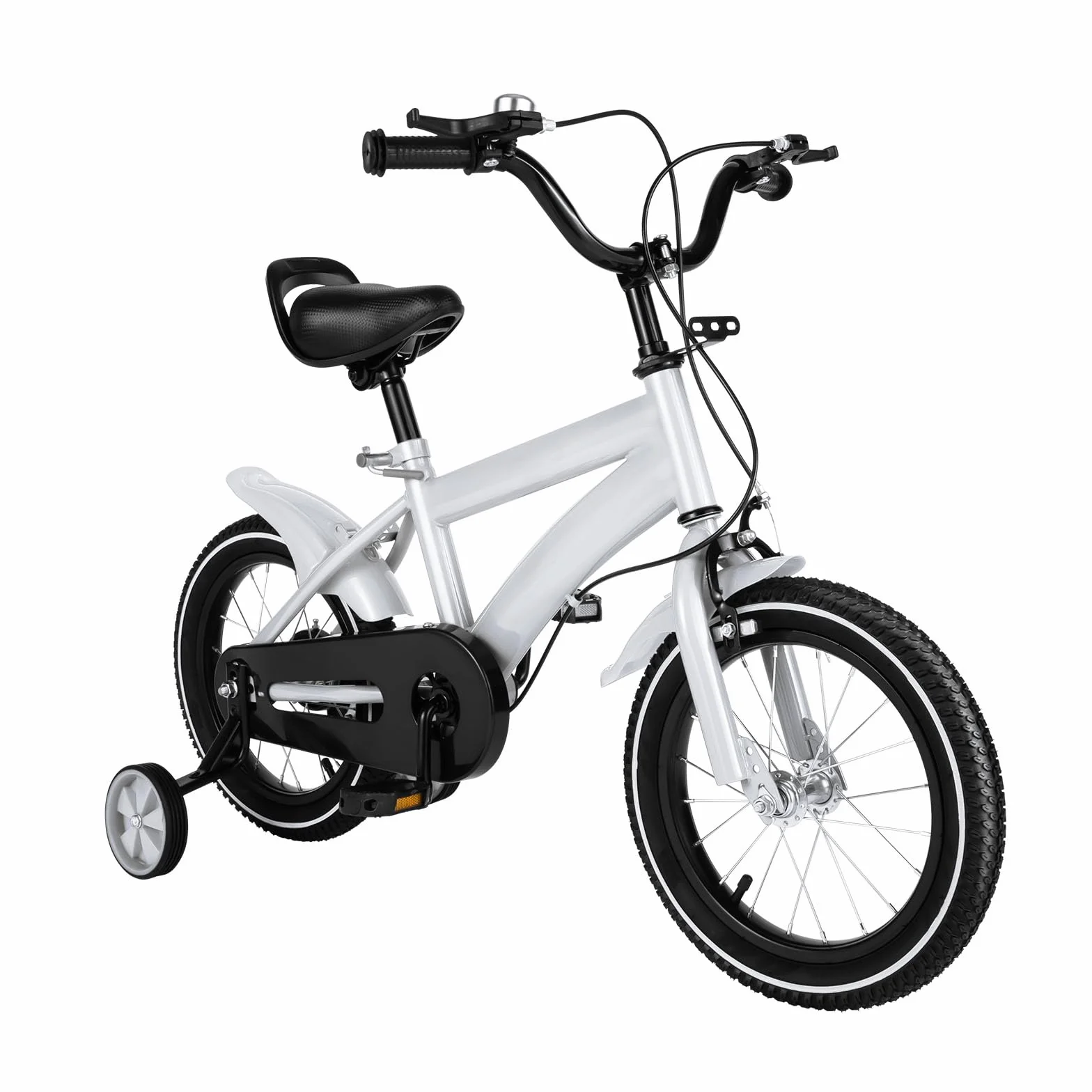 Vélo pour enfant de 14 pouces avec roues stabilisatrices, léger pour enfants de 2 à 4 ans, pour garçons et filles, vélo d'entraînement réglable en hauteur avec couvre-chaîne et frein à main