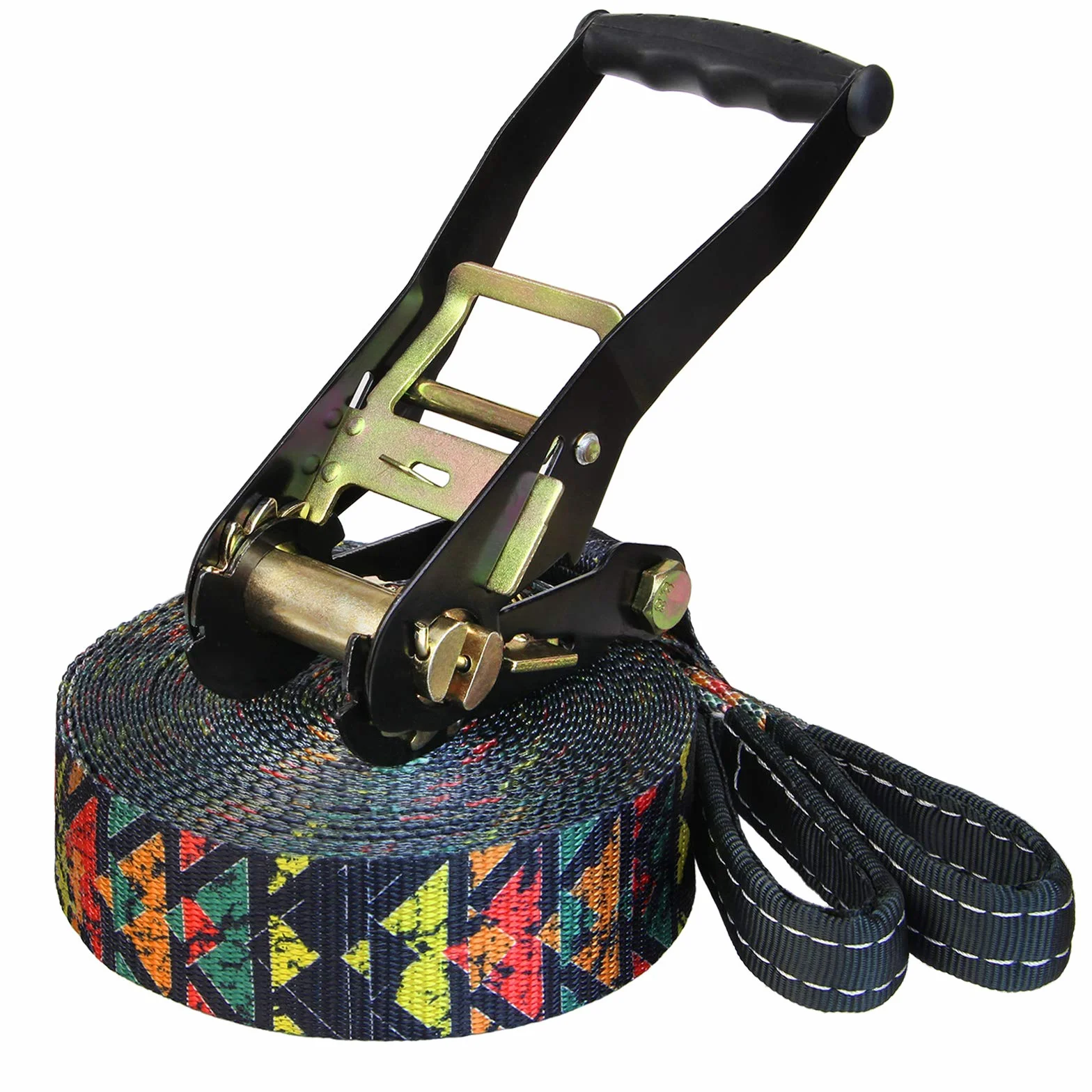 ALPIDEX Slackline Set 15 m + Protections pour Arbre et Protection cliquet, Convient aux Enfants, débutants et avancés
