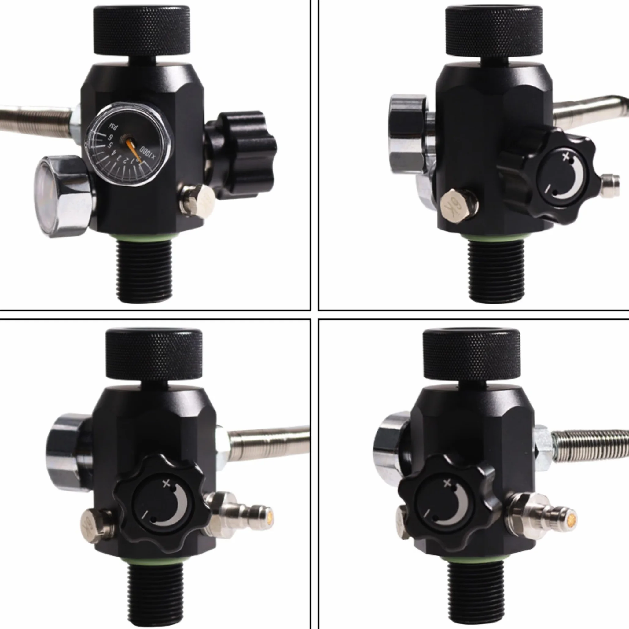 TUXING M18 x 1,5 Filetage 4500 psi Paintball Station de remplissage PCP Régulateur de pistolet à air double jauge Valve de réservoir d'air avec tuyau haute pression de 50,8 cm (non régulé) pour