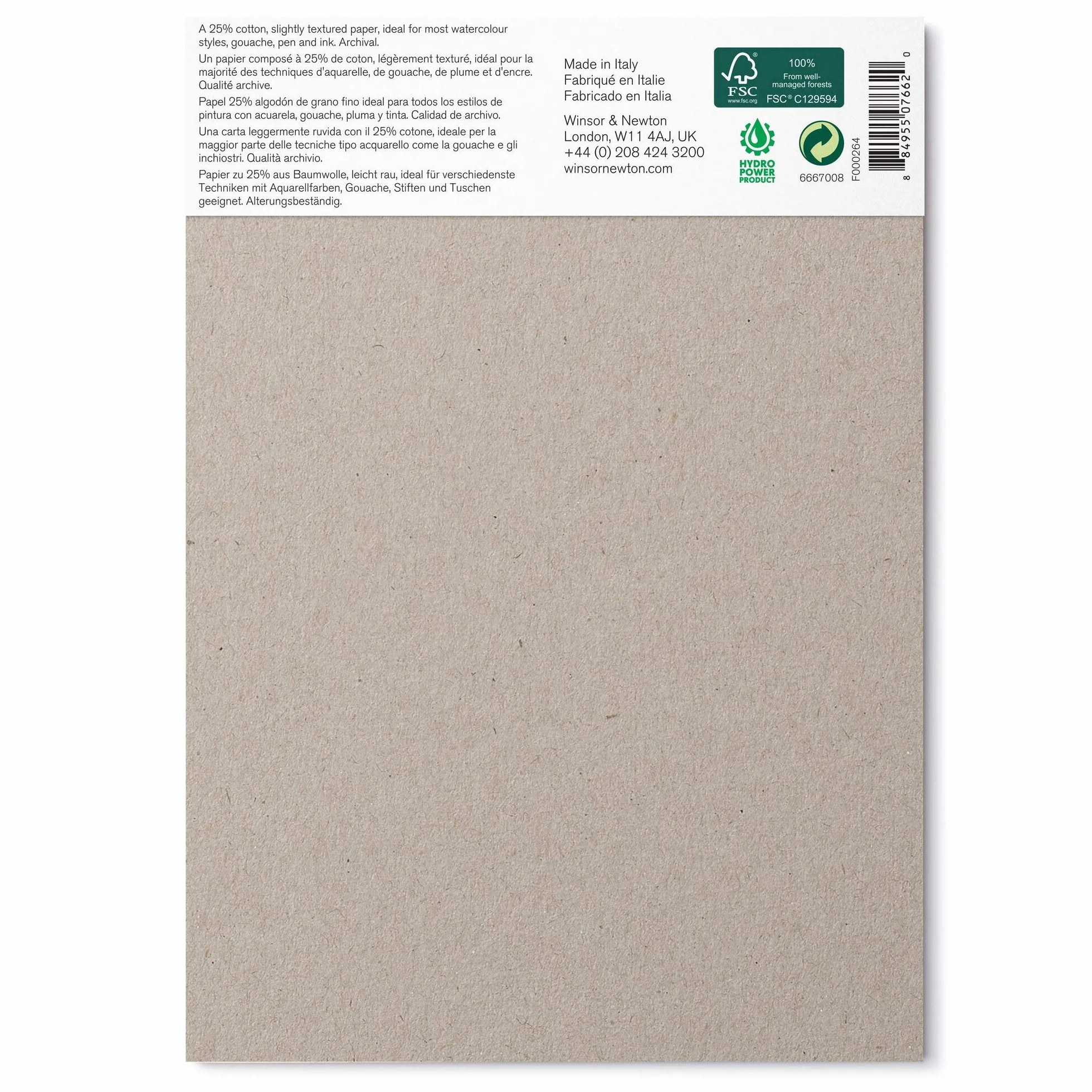 Papier Aquarelle Winsor & Newton Bloc Grain Fin 300G A5 12 Feuilles