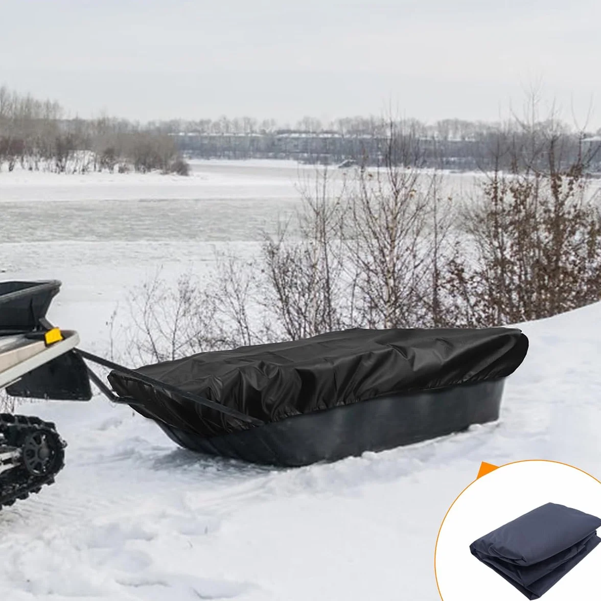 Housse de protection pour traîneau 153 x 61 x 21 cm, tissu Oxford 420D, imperméable, protection solaire, pour la pêche sur glace, le camping d'hiver et le rangement extérieur.
