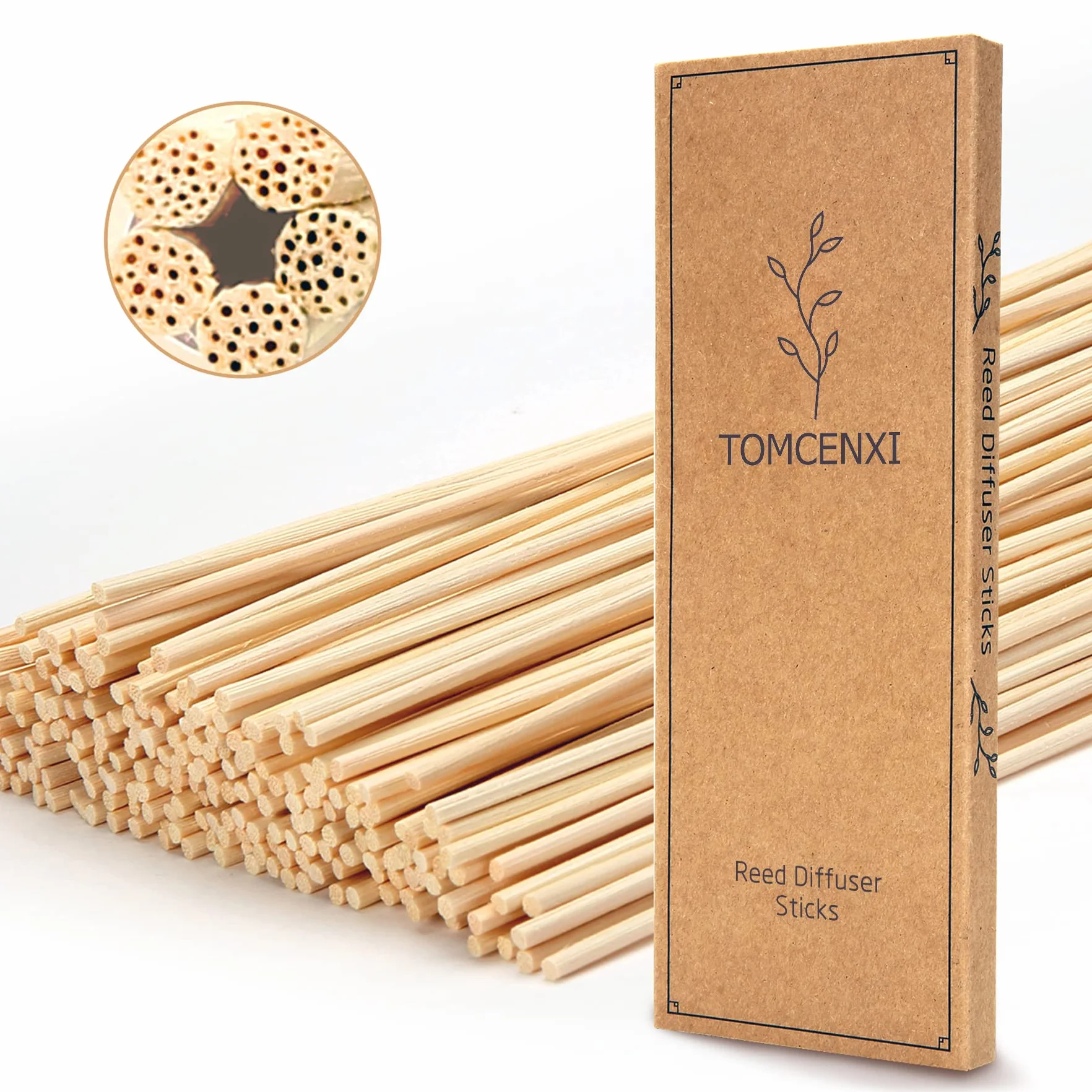 120 Pièces Bâtons de Diffuseur de Roseaux, 25 cm, Naturel pour Maison
