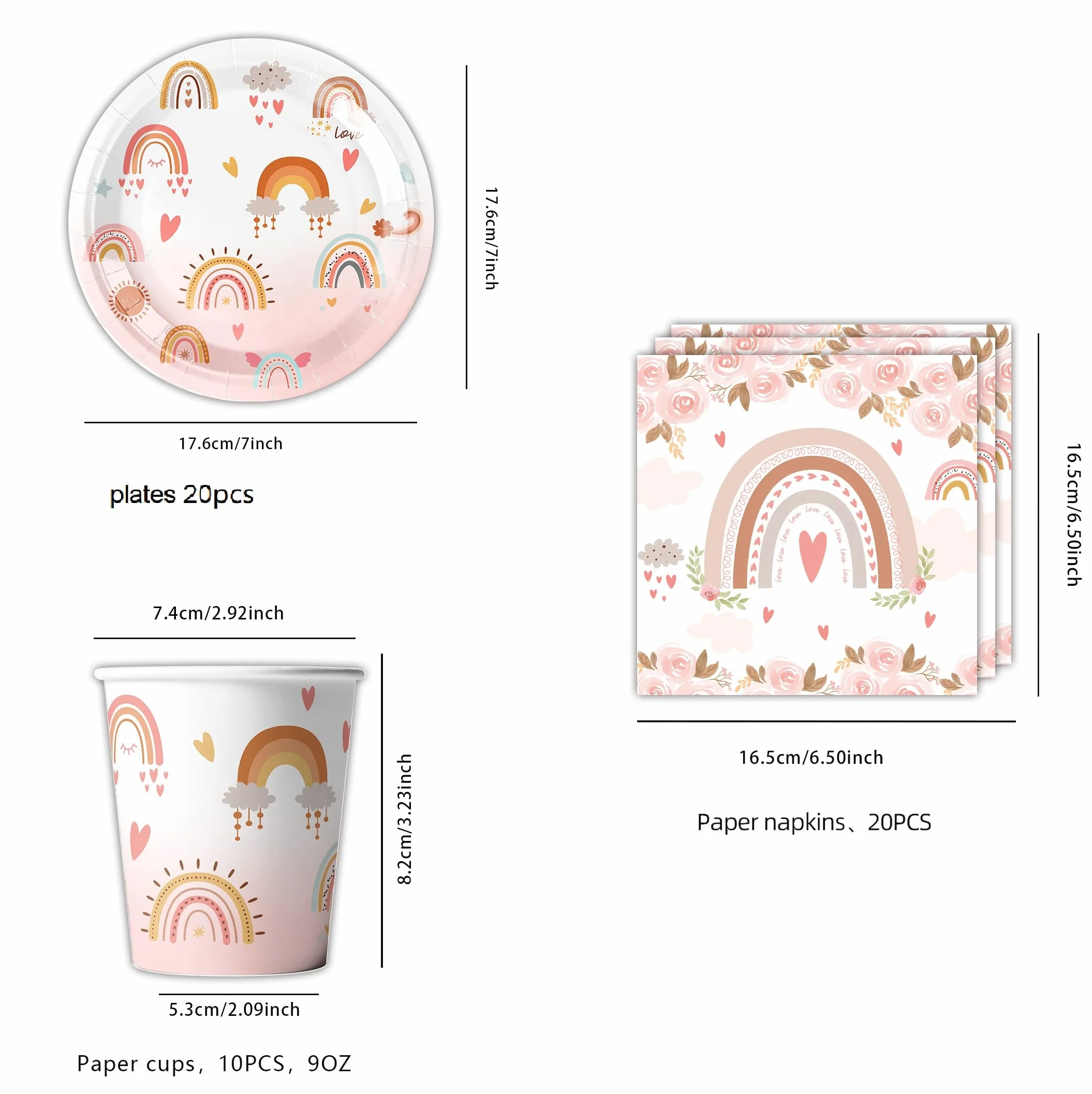 Vaisselle Anniversaire Arc-en-ciel Bohème Decoration Fille Fête