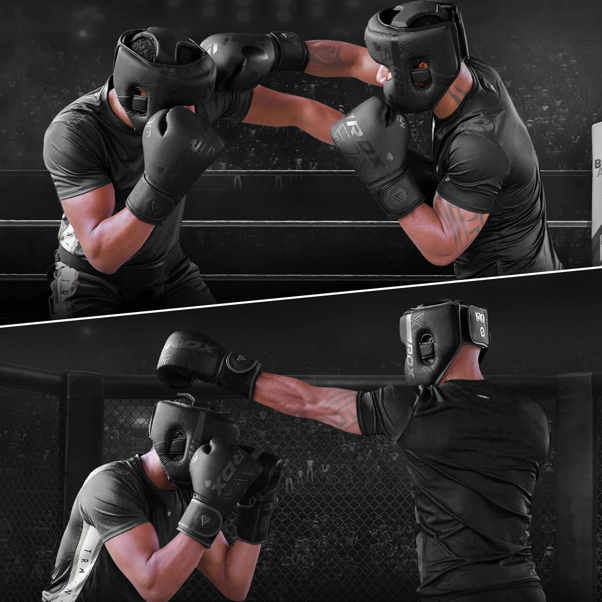 RDX Casque Boxe MMA Maya Hide Cuir Protection Tête Entraînement Muay Thai Kickboxing