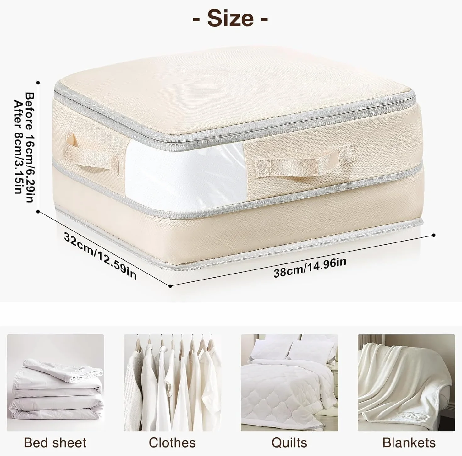DIMJ Sac de Compression - Housse de Rangement Vetement Couette avec Poignées Renforcées, Organisateur D'auto-Compression pour Couettes, Vêtements, Oreillers, Linge de Lit