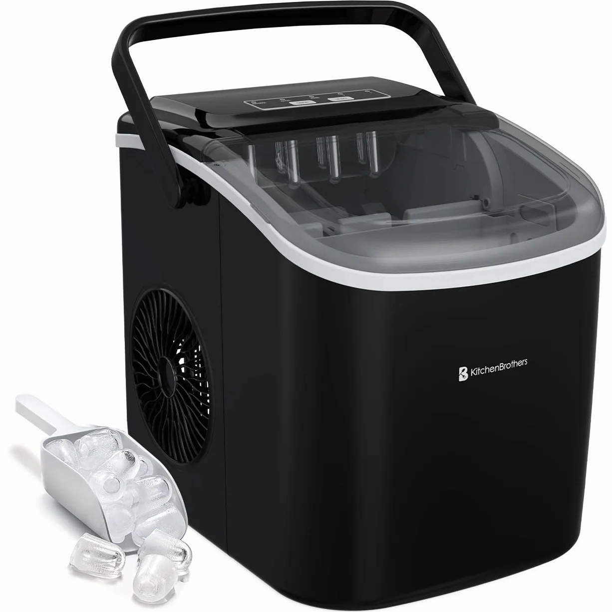 KitchenBrothers Machine à Glaçons Professionnel 12KG/24h 1,2L Portable avec Poignée