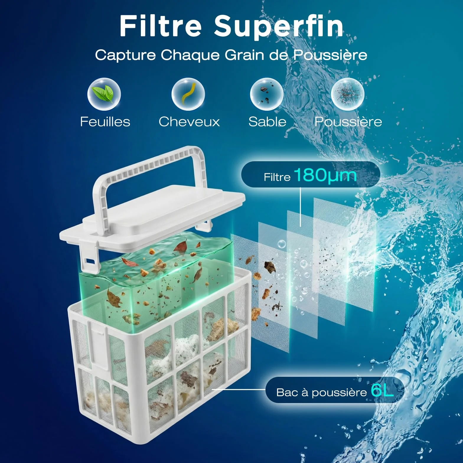 Robot Piscine Fond et Parois sans Fil 120 Min Autonomie 200㎡ Navigation Intelligente