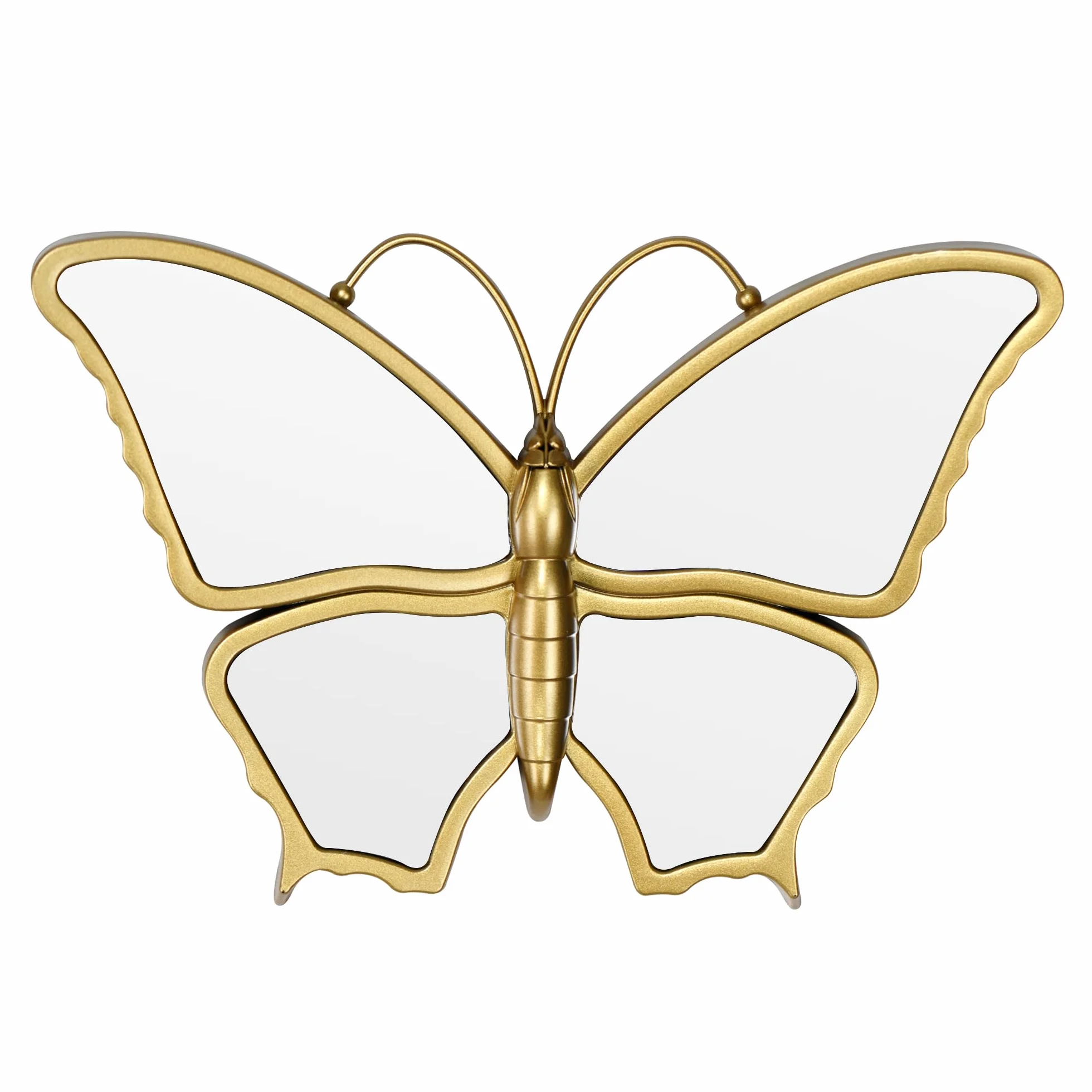 Miroir Mural Papillon Décoratif Cadre Plastique Doré 25 x 16 cm