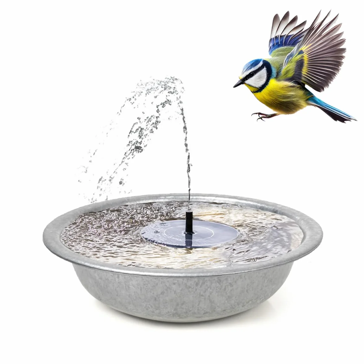 Grand seau en zinc 50 cm pour extérieur - Baignoire ronde jardinière fontaine solaire