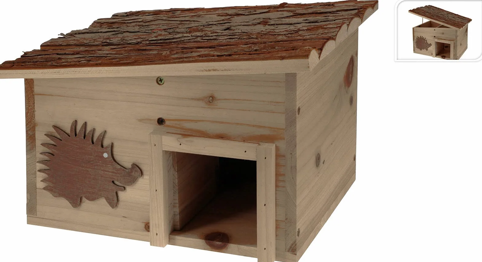 Hôtel pour hérisson en bois avec toit plat – Carré 34 x 28 cm – Maison stable et résistante aux intempéries