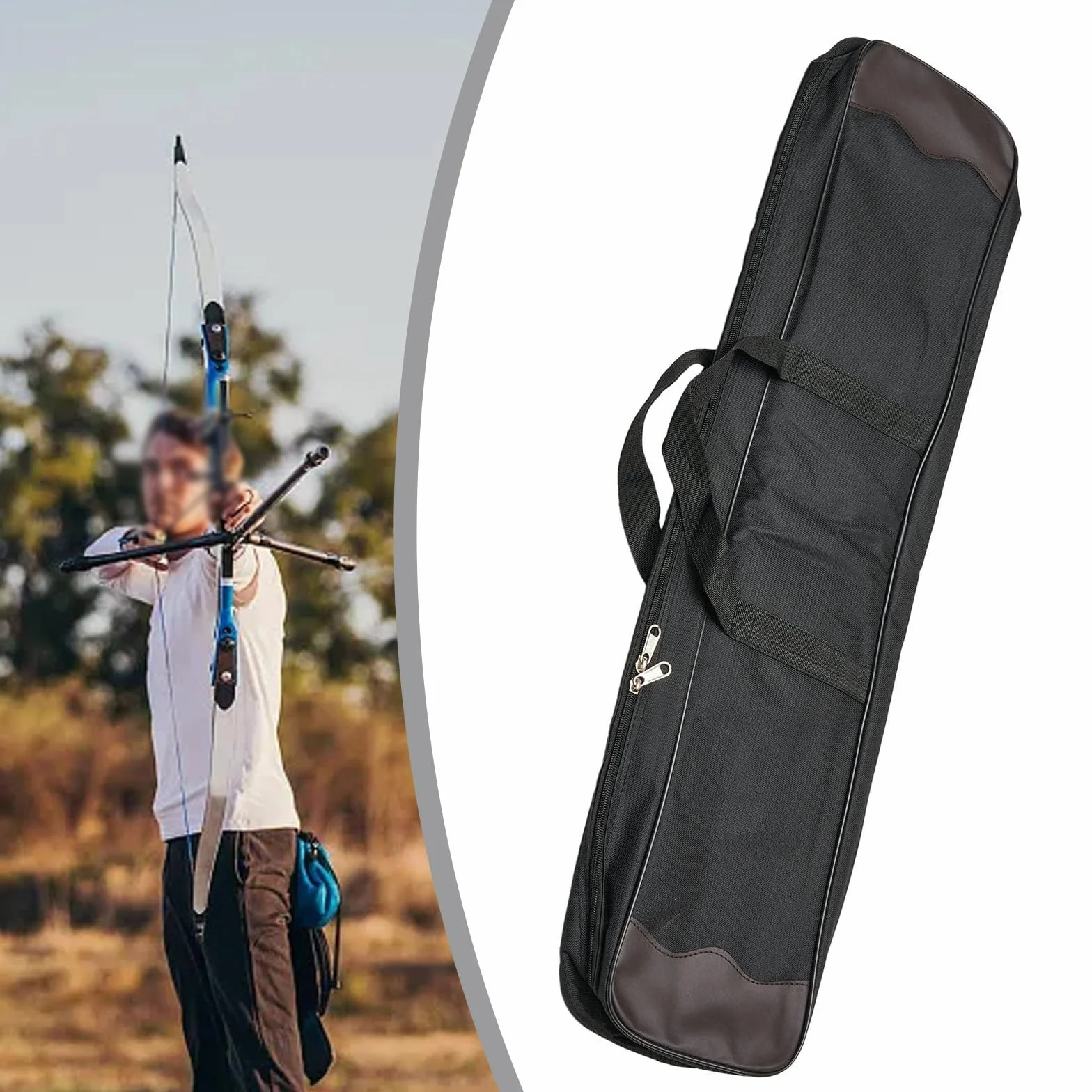 Sac à archet recourbé - Double couche - Pour ranger les arcs et les flèches - Portable - Souple - Pour adulte - Imperméable à l'eau et à la poussière
