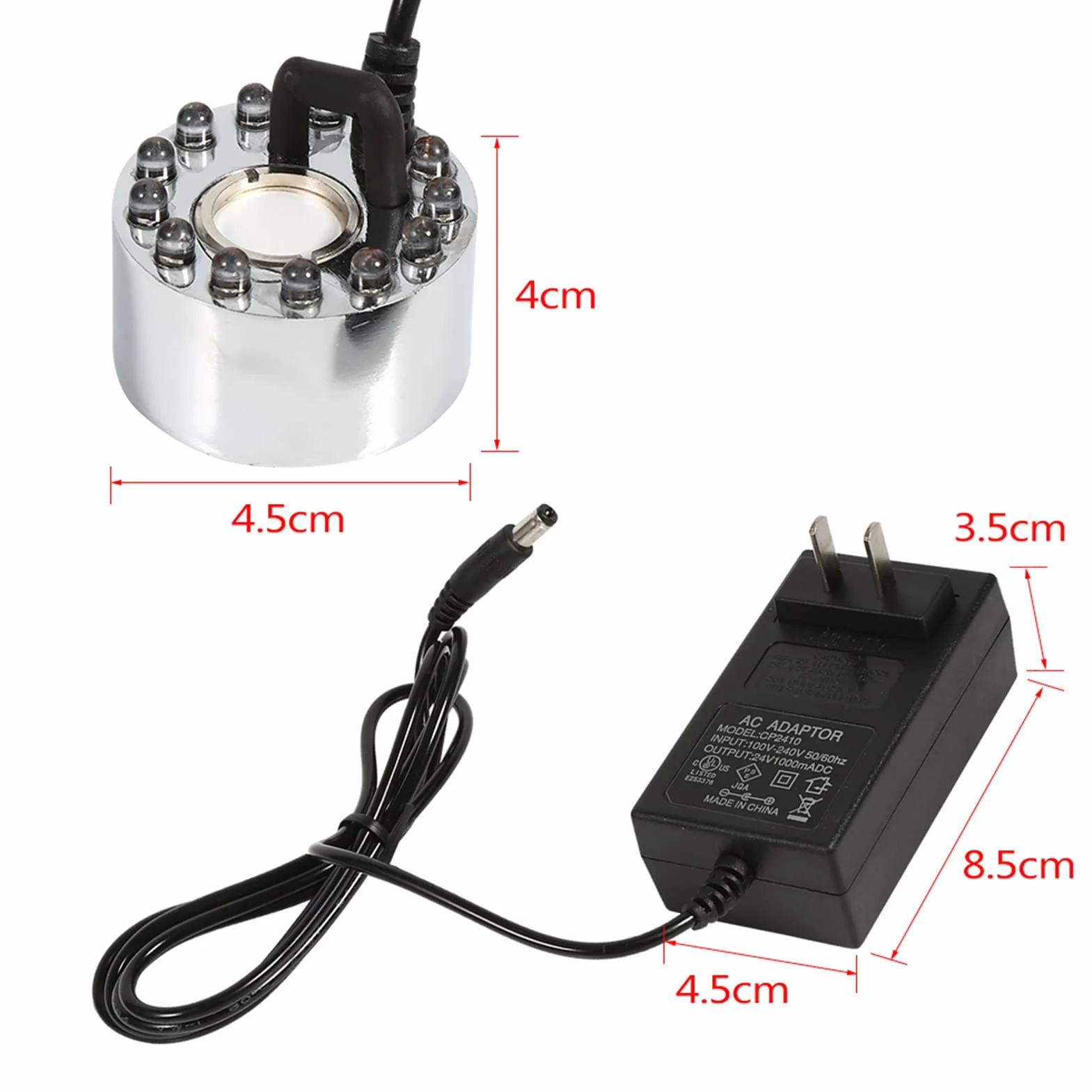 TOPINCN Mist Maker Atomiseur LED 24V 12 LED Changement de Couleur Ultrasons Brumisateur Fontaine Humidificateur