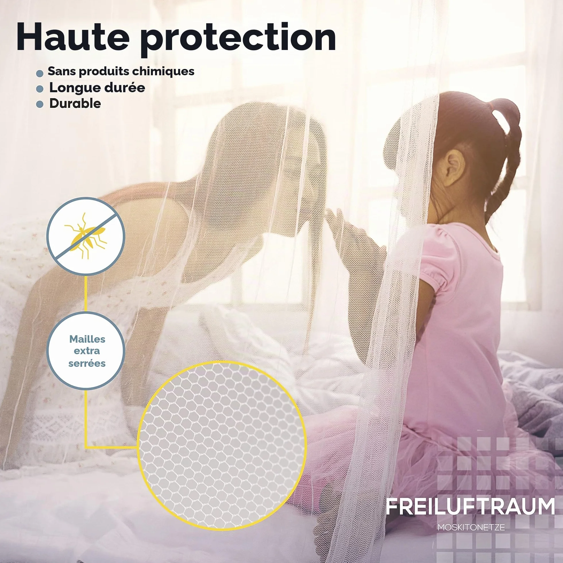 Moustiquaire pour lit Simple et lit d'enfant - 0,60 m x 2,4 m x 12 m (Blanc) Moustiquaire à Mailles serrées pour Le Voyage et la Maison, Protection fiable Contre Les Insectes et baldaquin