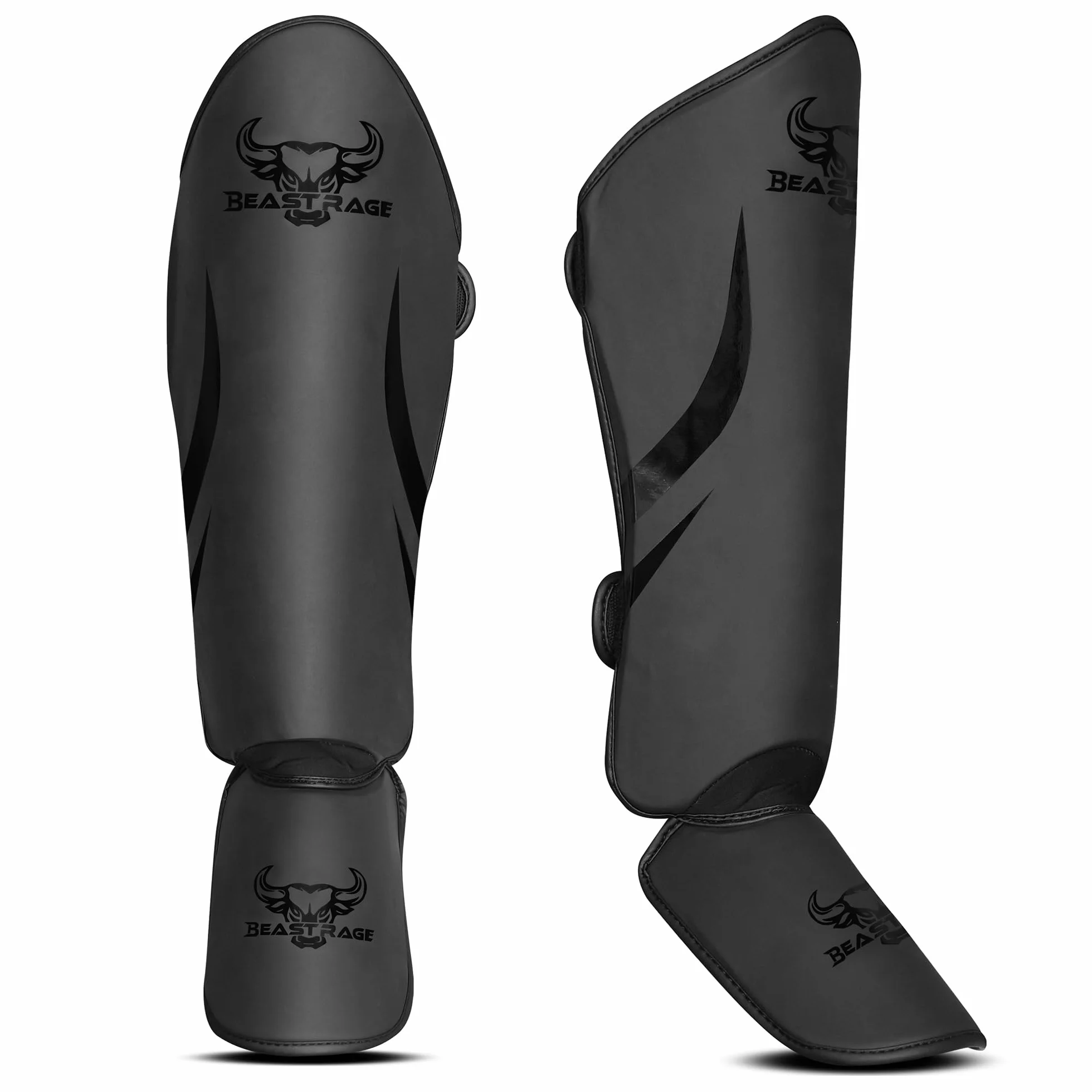 Beast Rage Protège-Tibias Muay Thai pour MMA,Kickboxing,Arts Martiaux-Protège-Tibias durables avec Protection du Cou-de-Pied,Ajustables,Bien ajustés,protège-Tibias à Haut Impact