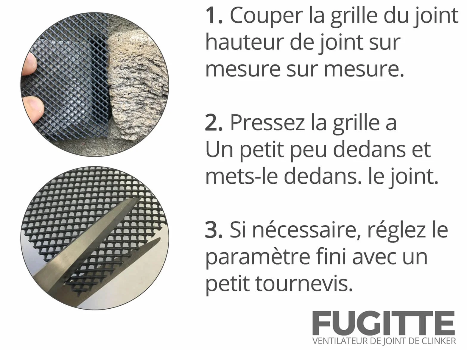Grille de ventilation anti-abeilles guêpes souris pour joints gris