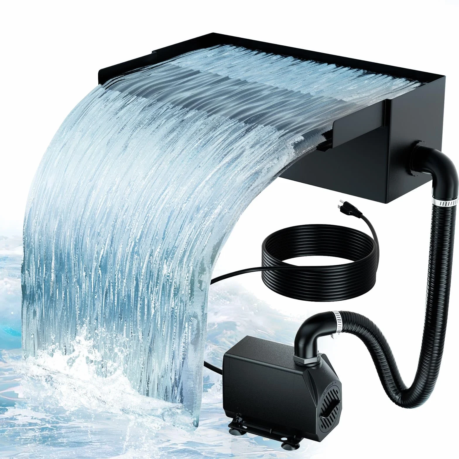 Pompe de bassin Biling Kit cascade 30 cm acier inoxydable 40 W 2500 l/h