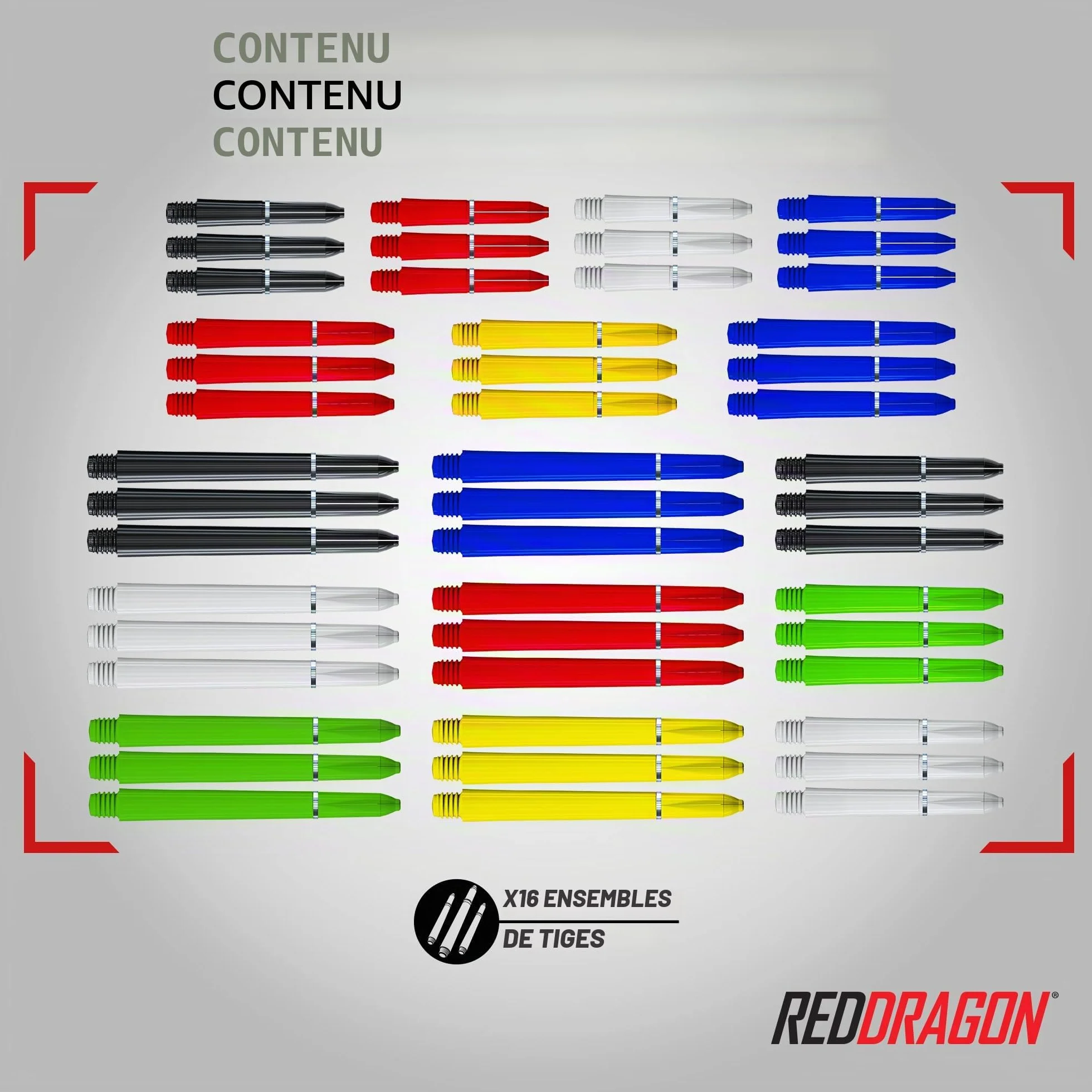 RED DRAGON Lot de 200 Accessoire de Flechettes Professionnelle - Ailettes pour Fléchettes, Tiges, Pointe, et Plus | Convient aux Fléchette Pointe Souple et aux Flechette Pointe Acier