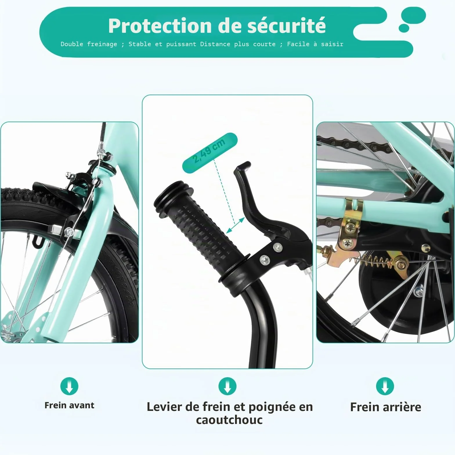 Vélo pour Enfant de 16 Pouces pour Fille Vert, vélo pour Enfants à partir de 5 à 8 Ans (100-135 cm), Cadre en Acier au Carbone, Selle et Guidon réglables en Hauteur, Roues stabilisatrices