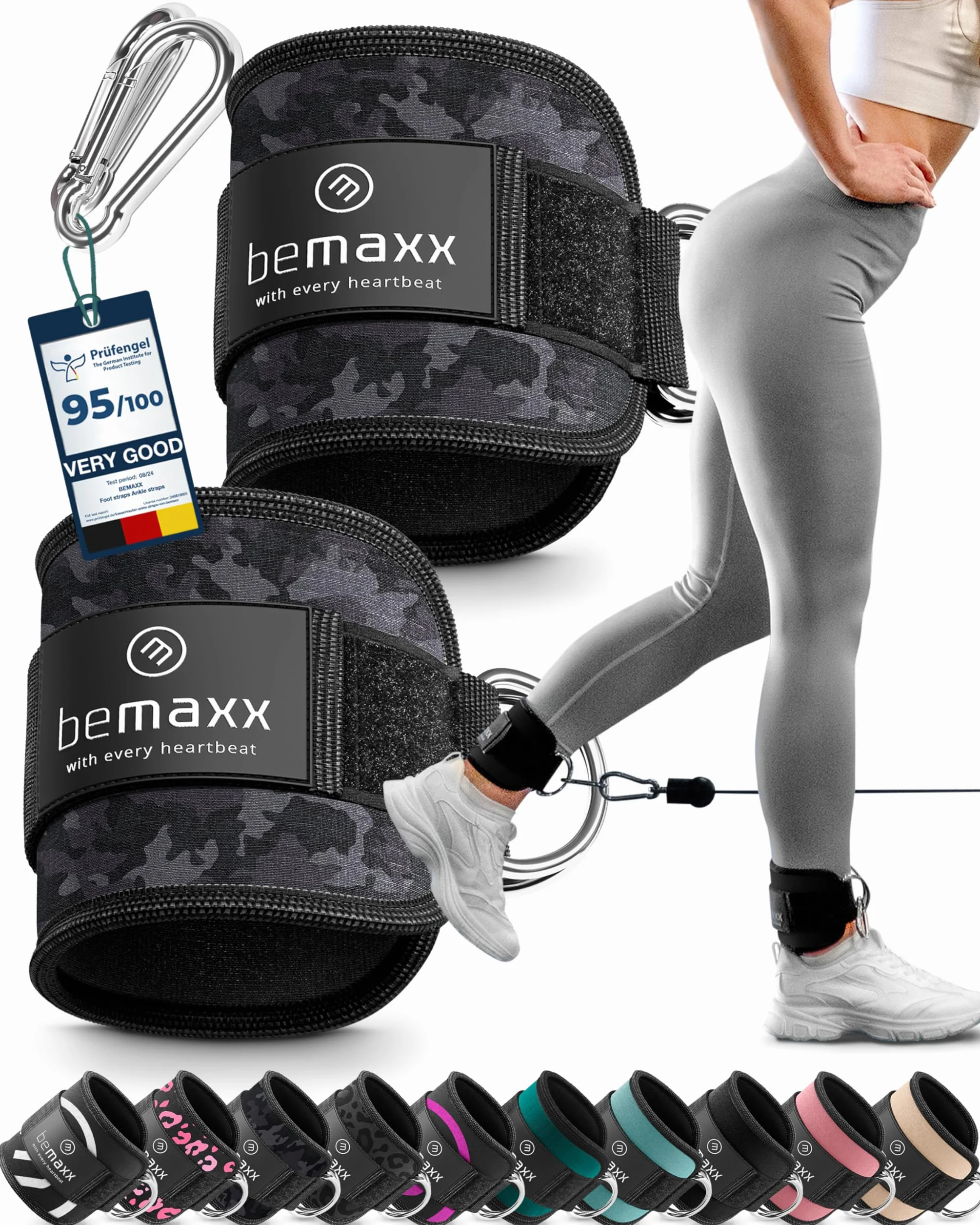 Sangles de Cheville pour Musculation avec Guide E-Book, Ankle Strap Cable Machine, Taille Unique, Jambes Fessiers