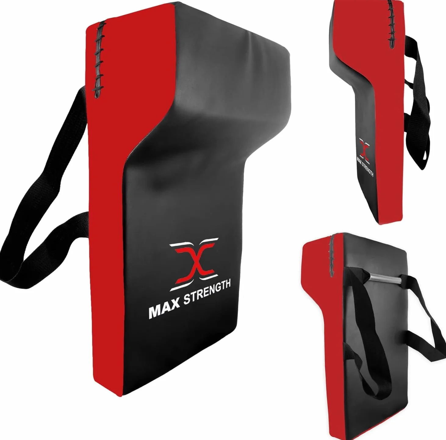 MAXSTRENGTH Bouclier de frappe de rugby robuste de qualité professionnelle en mousse haute densité (rouge/noir, simple)