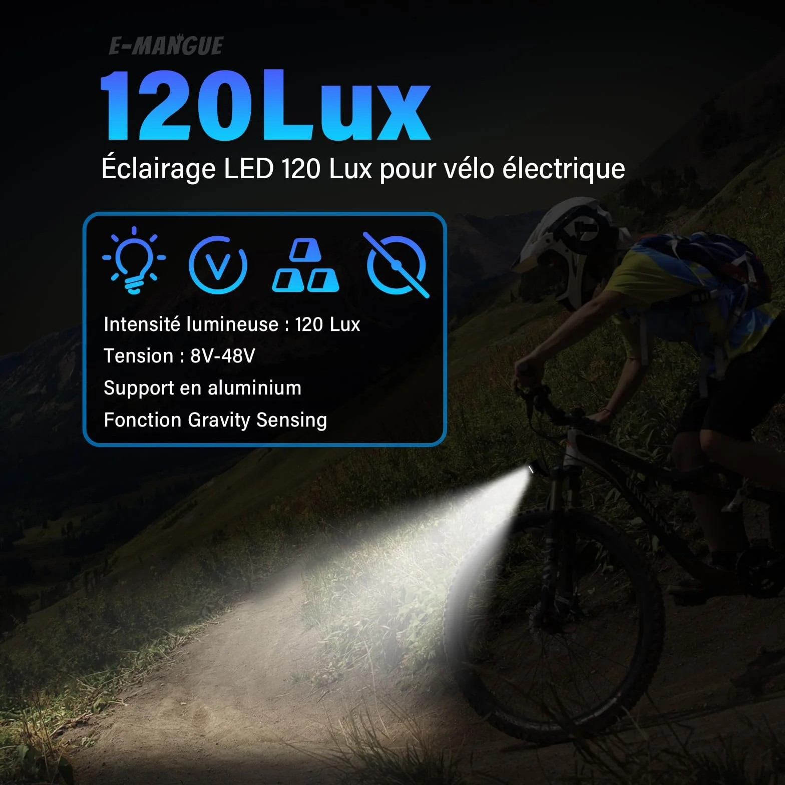 Vélo électrique LED lumière de vélo avec réflecteur, StVZO Approbation lumière Avant, LED Feux de stationnement, Phare de vélo, Lampe de vélo lumière Avant