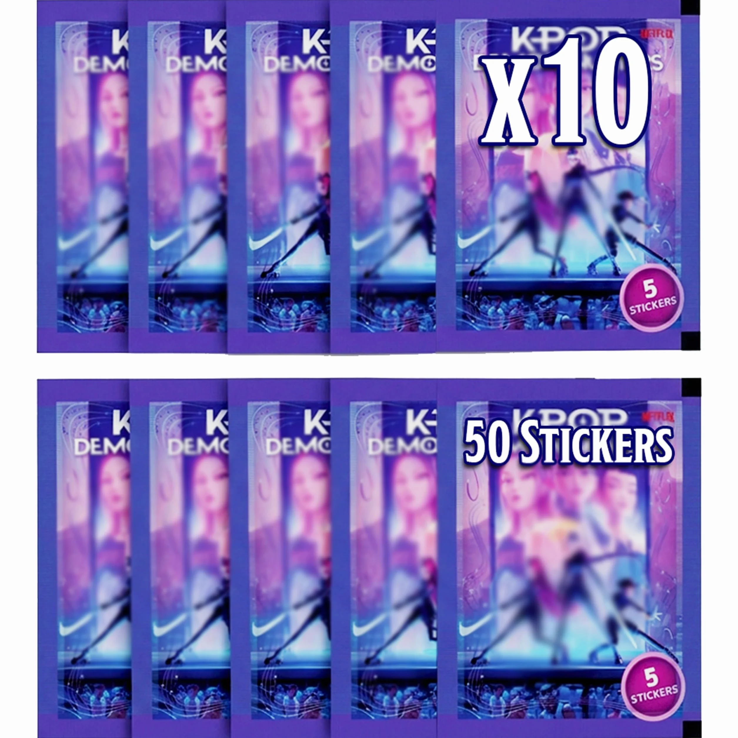 Kpop Demon Hunter Lot de 10 paquets de figurines 50 autocollants officiels