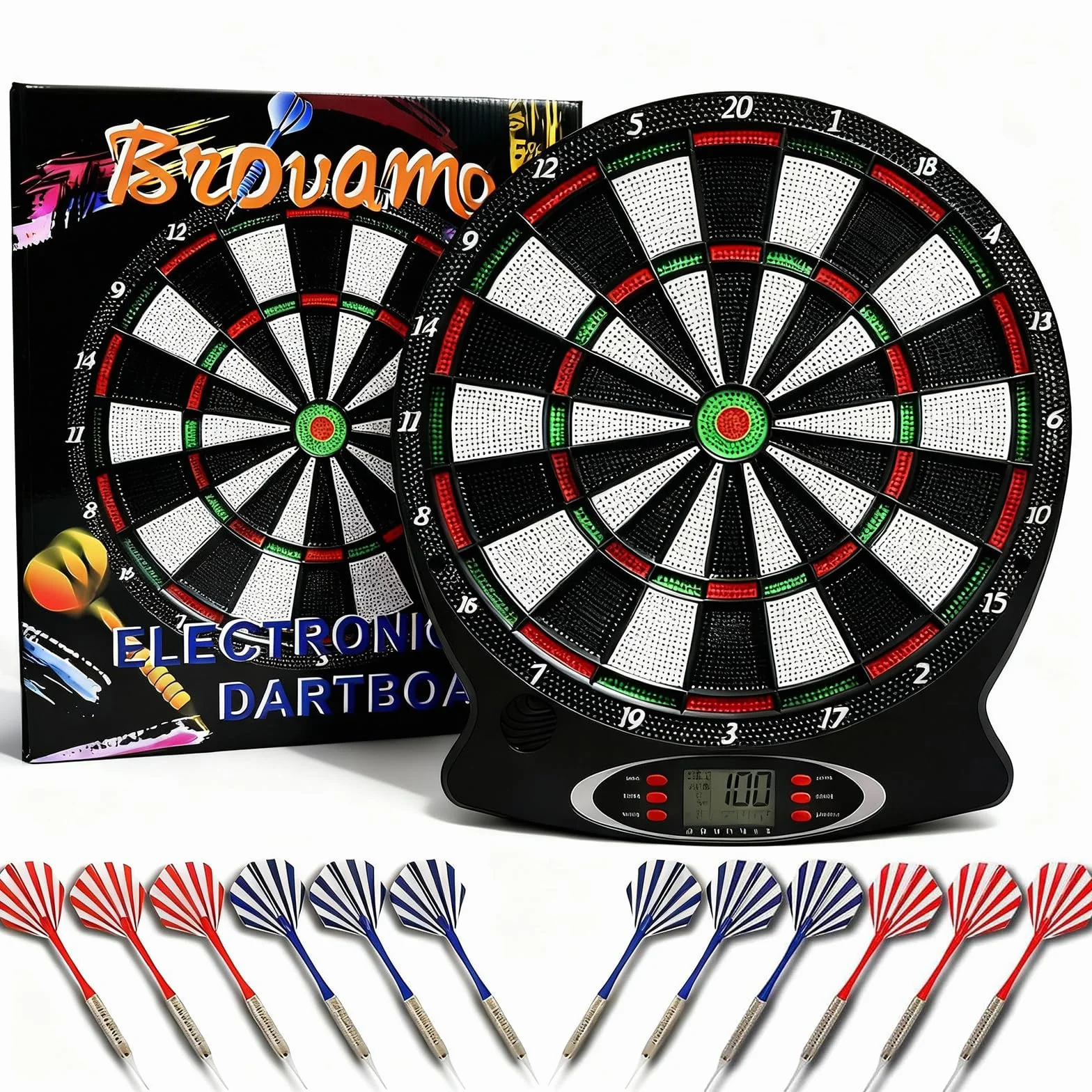 Jeu de flechette electronique avec fléchettes et Pointes de Rechange, Cible flechette electronique avec Voix et écran LCD, Jeux de flechette electronique avec 25 Jeux et 290 Variations