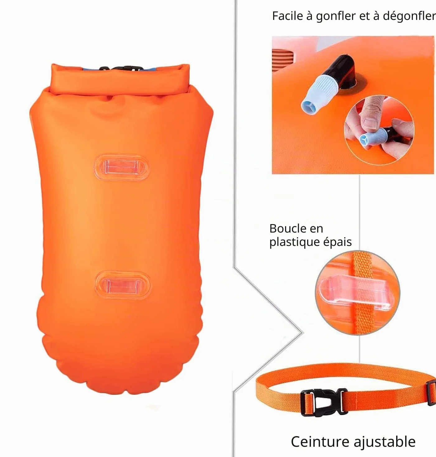 Bouée de Natation avec Sac Etanche 20L,Swim Buoy, Bouée de Natation Triathlon, Nager Bouée pour Nageurs et Triathlètes à l'extérieur, Flotteur de Nage Gonflable Très Visible.