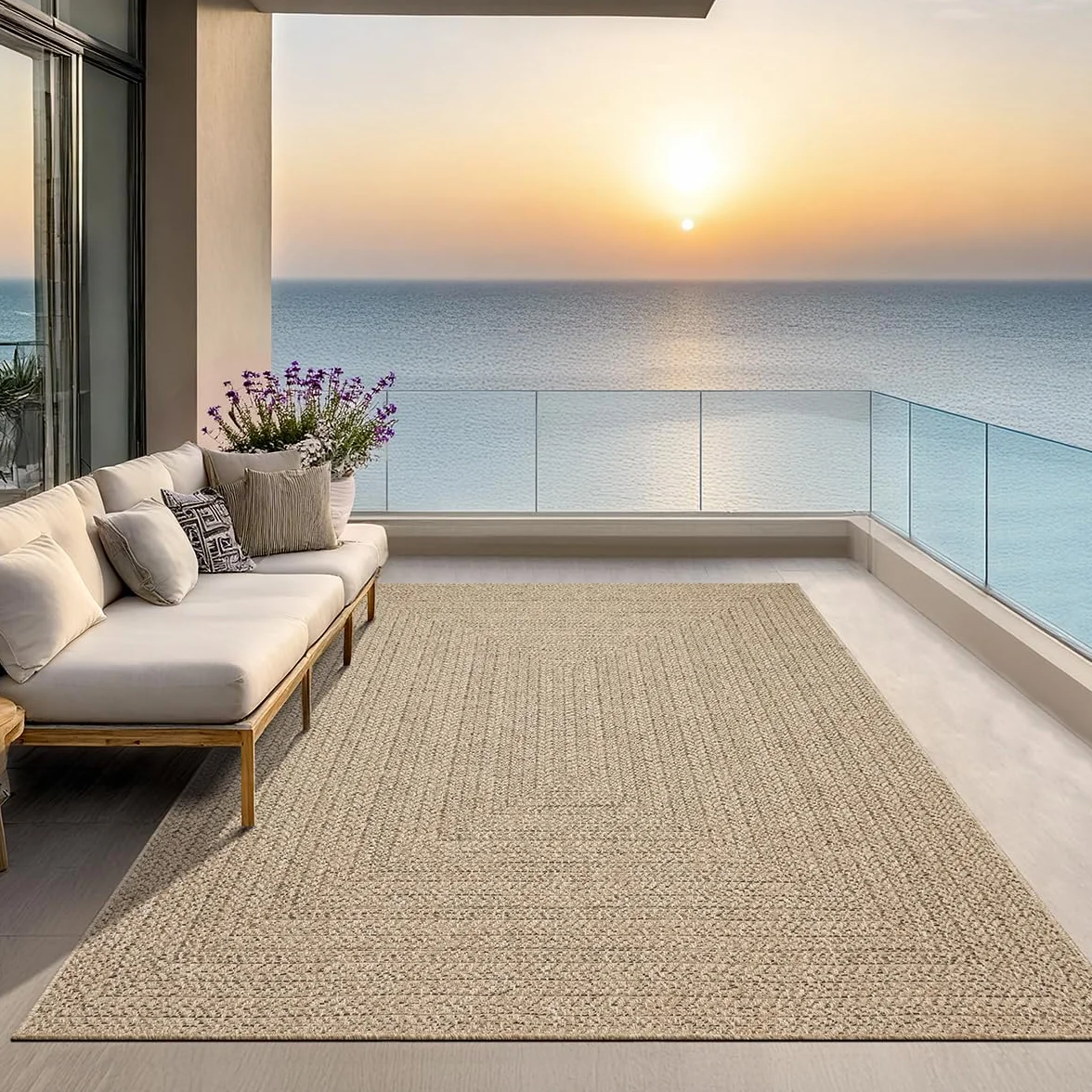 Tapis Kansas 160 x 230 cm, Intérieur Confortable, Style Jute Naturel, Facile à Nettoyer