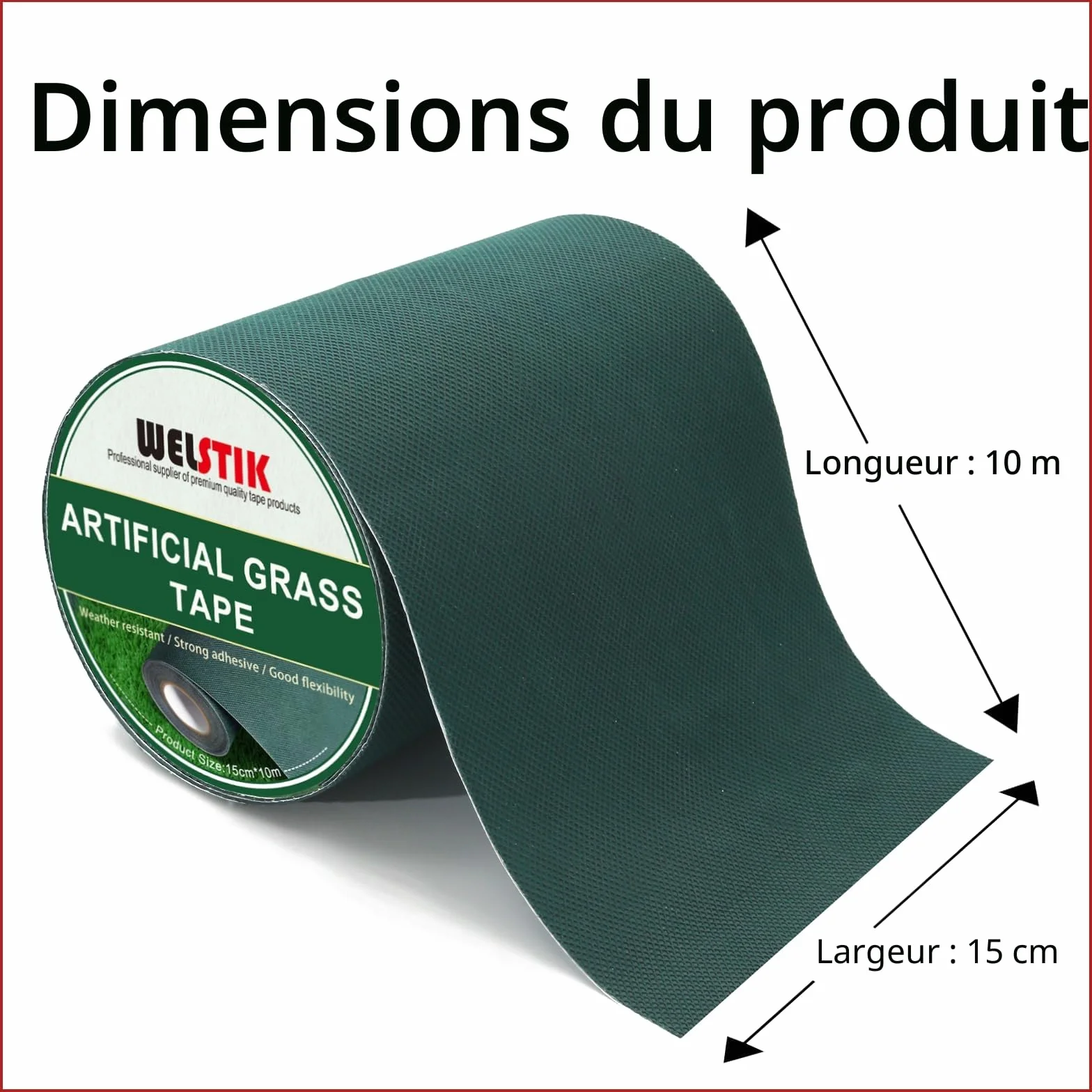 WELSTIK Ruban à Gazon Artificiel Auto-adhésif, Ruban de Joint pour Gazon, 15 cm x 10 m